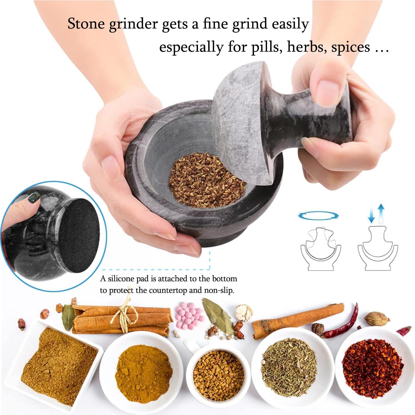 Juego de Mortero y Mano de Mármol ZHAOHUA 10 cm 1/2 Taza