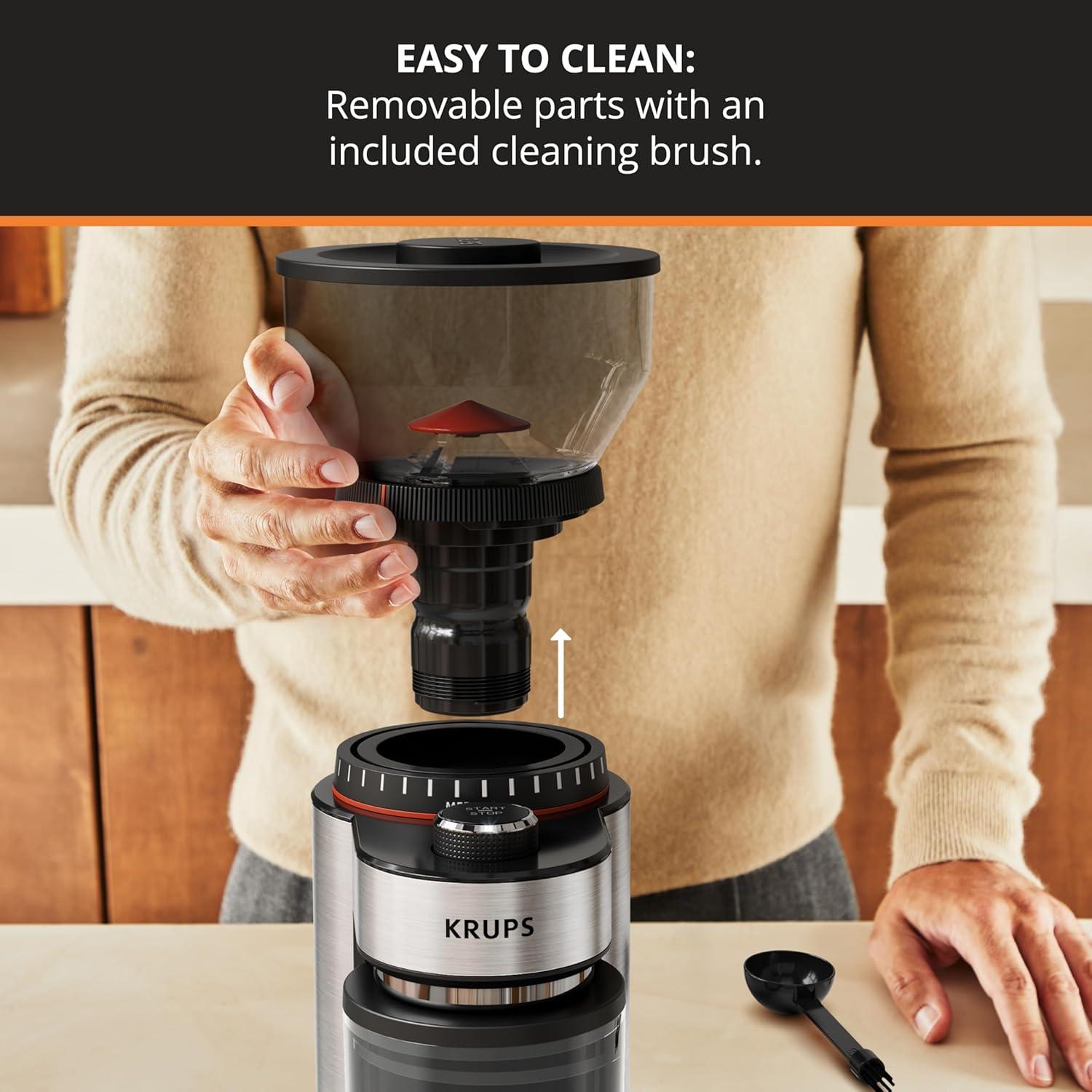 Molinillo de Café KRUPS GX450DU0, Acero Inoxidable, 18 Configuraciones