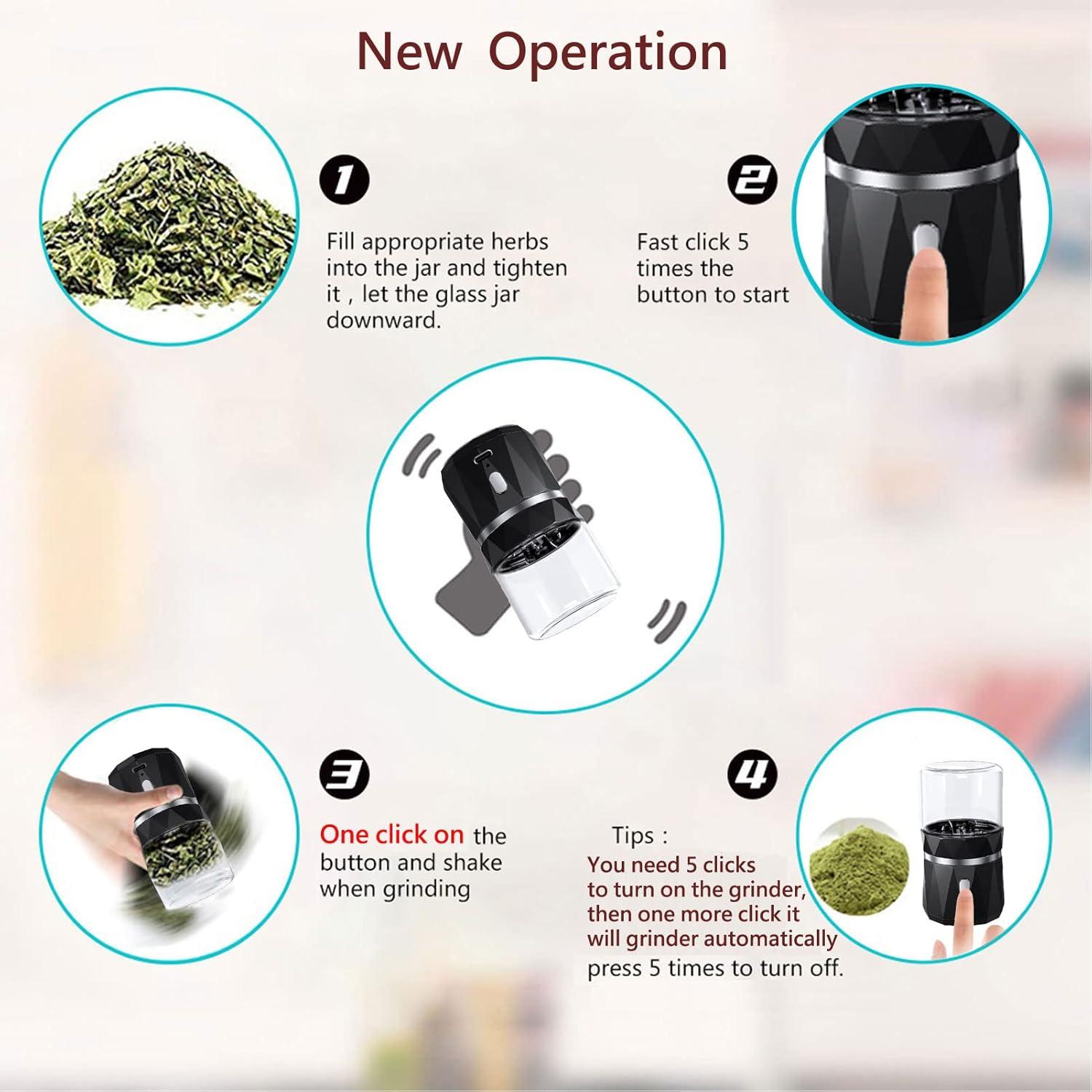 Molino Eléctrico de Especias Vewitcher 50ml Compacto con Cuchara