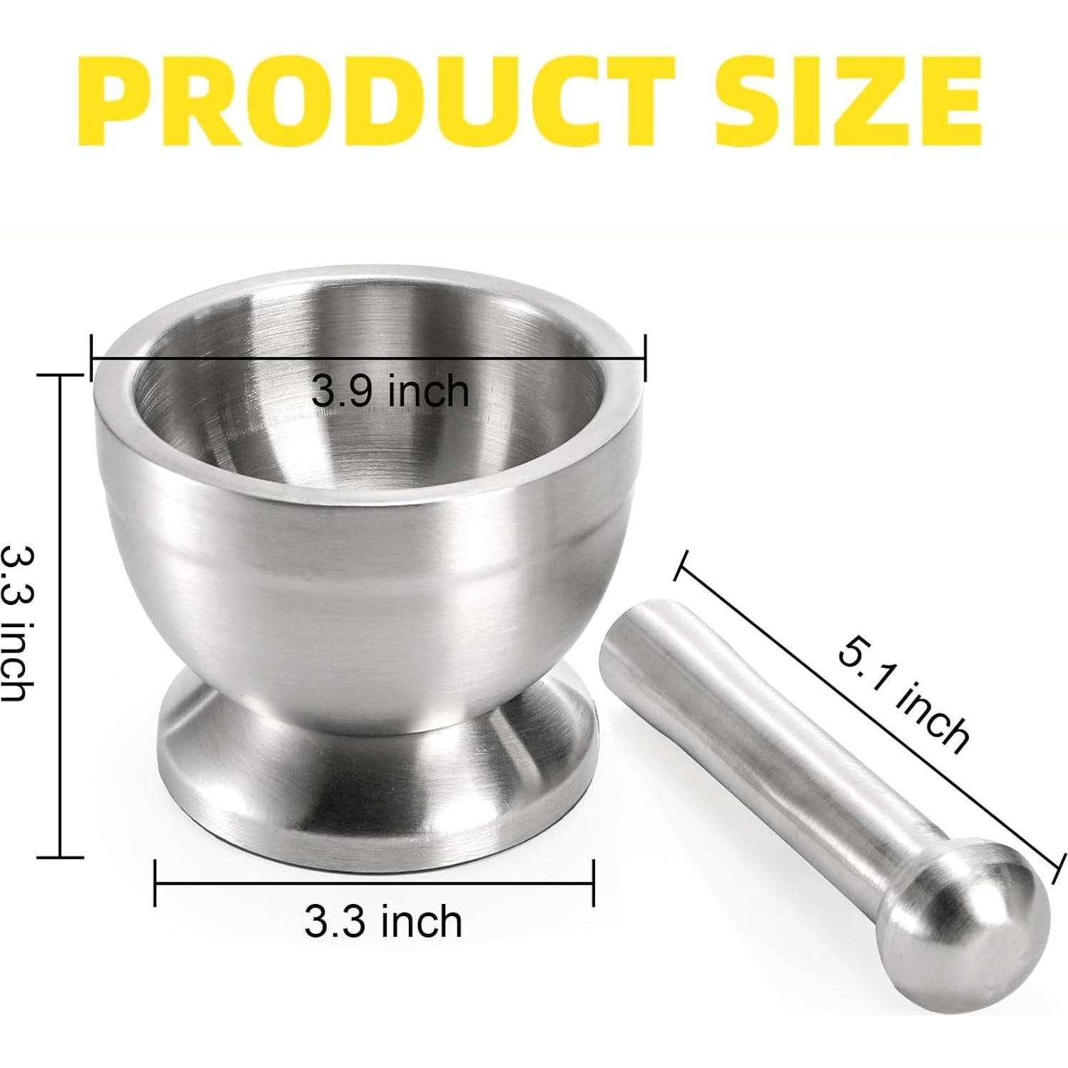 Mortero y Mano Bekith 18/8 Acero Inoxidable Cepillado