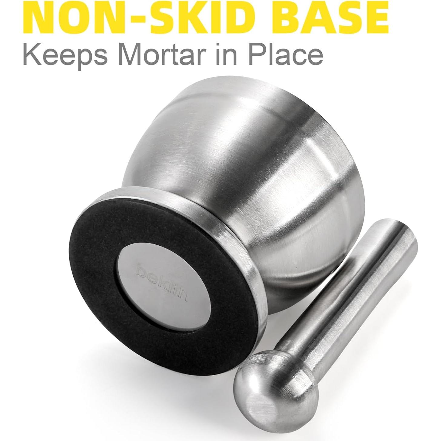 Mortero y Mano Bekith 18/8 Acero Inoxidable Cepillado