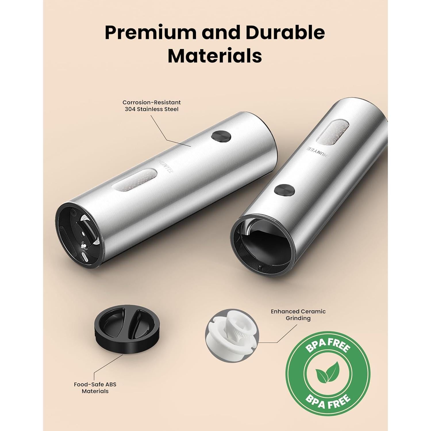 Juego de Molinillos Eléctricos de Sal y Pimienta Chunyee 105g