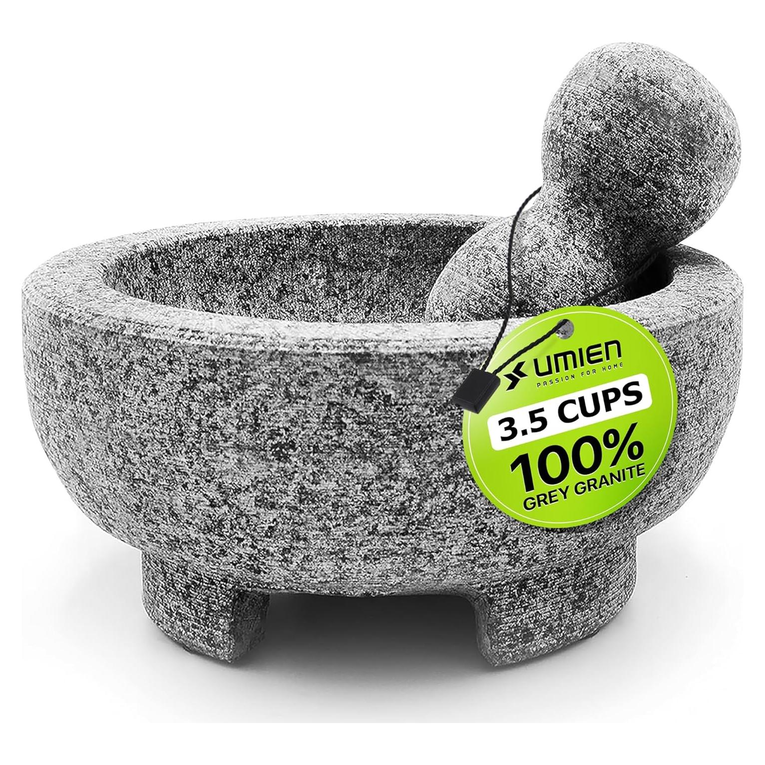 Juego de Mortero y Mano Umien de Granito 20.32 cm - 3.5 Tazas
