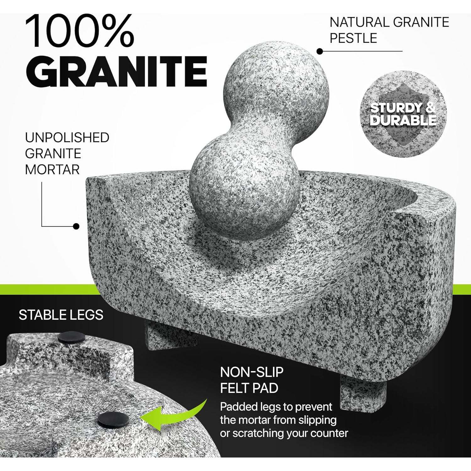 Juego de Mortero y Mano Umien de Granito 20.32 cm - 3.5 Tazas