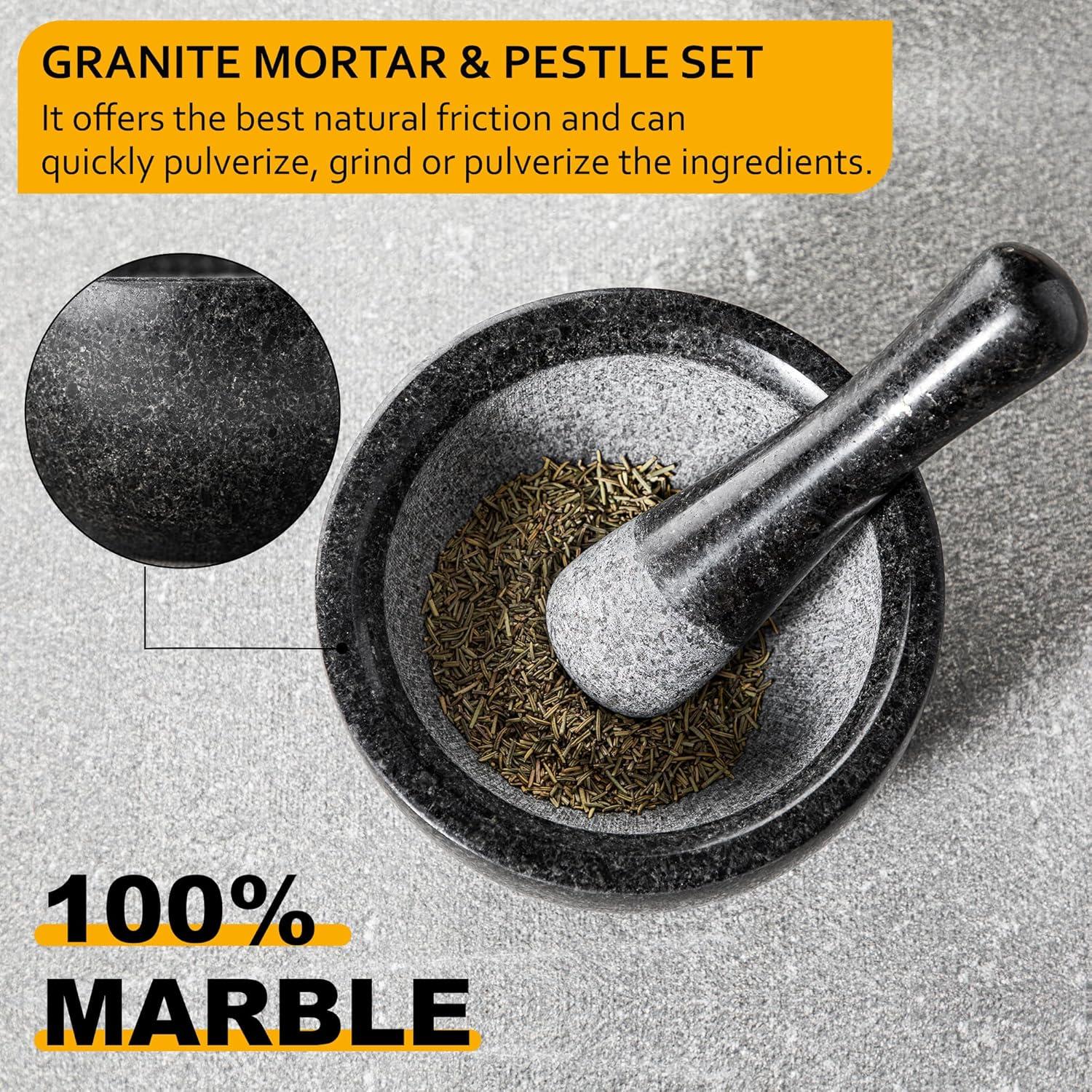 Mortero y Mano Velaze de Granito 16 cm - Triturador de Especias