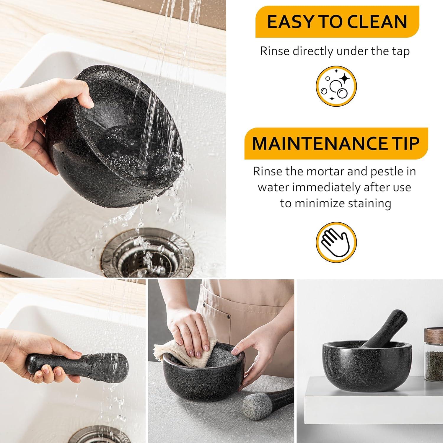 Mortero y Mano Velaze de Granito 16 cm - Triturador de Especias