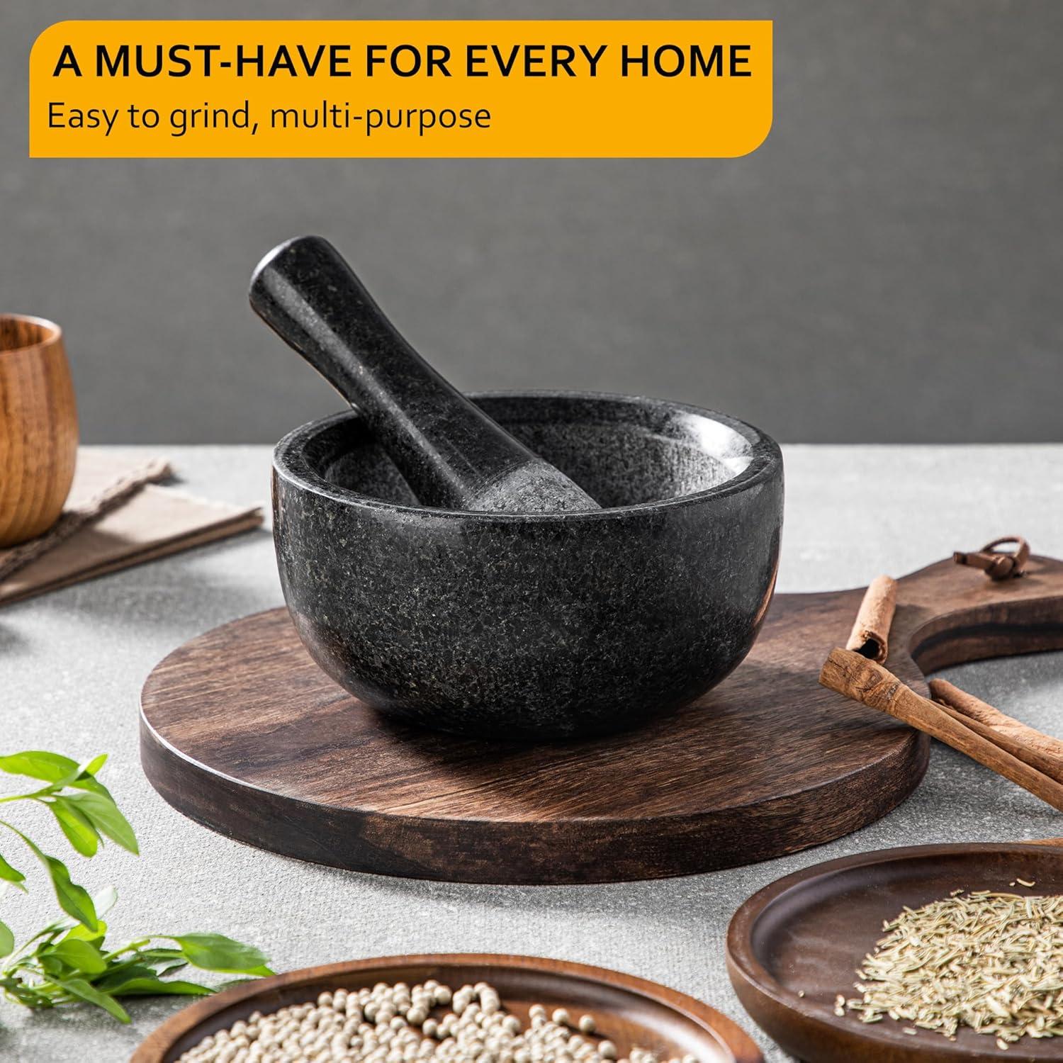 Mortero y Mano Velaze de Granito 16 cm - Triturador de Especias