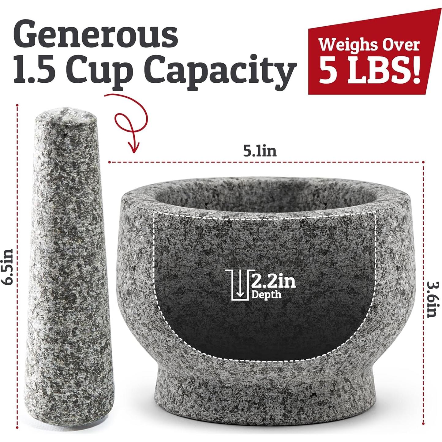 Conjunto de Mortero y Mano de Mortero PriorityChef 1.5 Tazas Granito