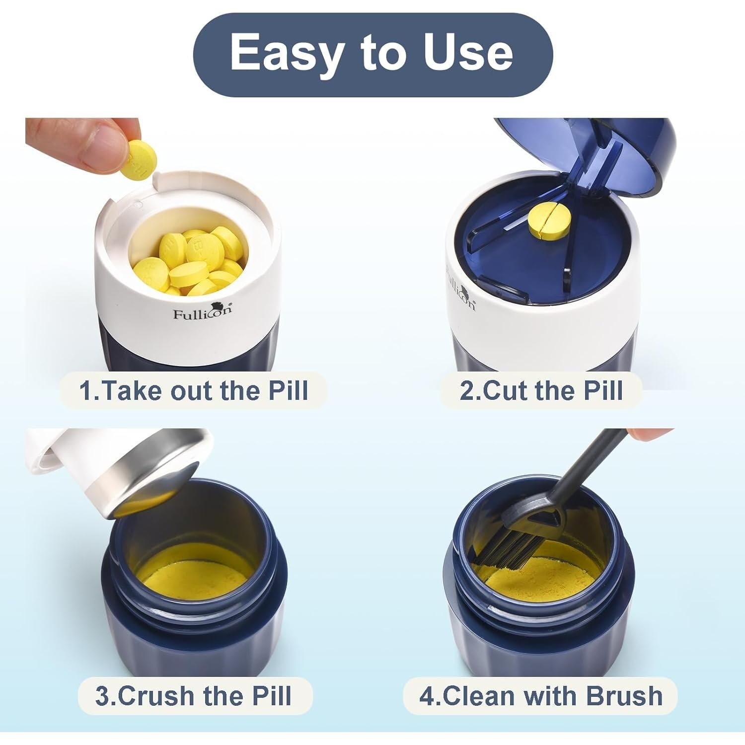 Triturador de Pastillas 3 en 1 Fullicon con Almacenamiento