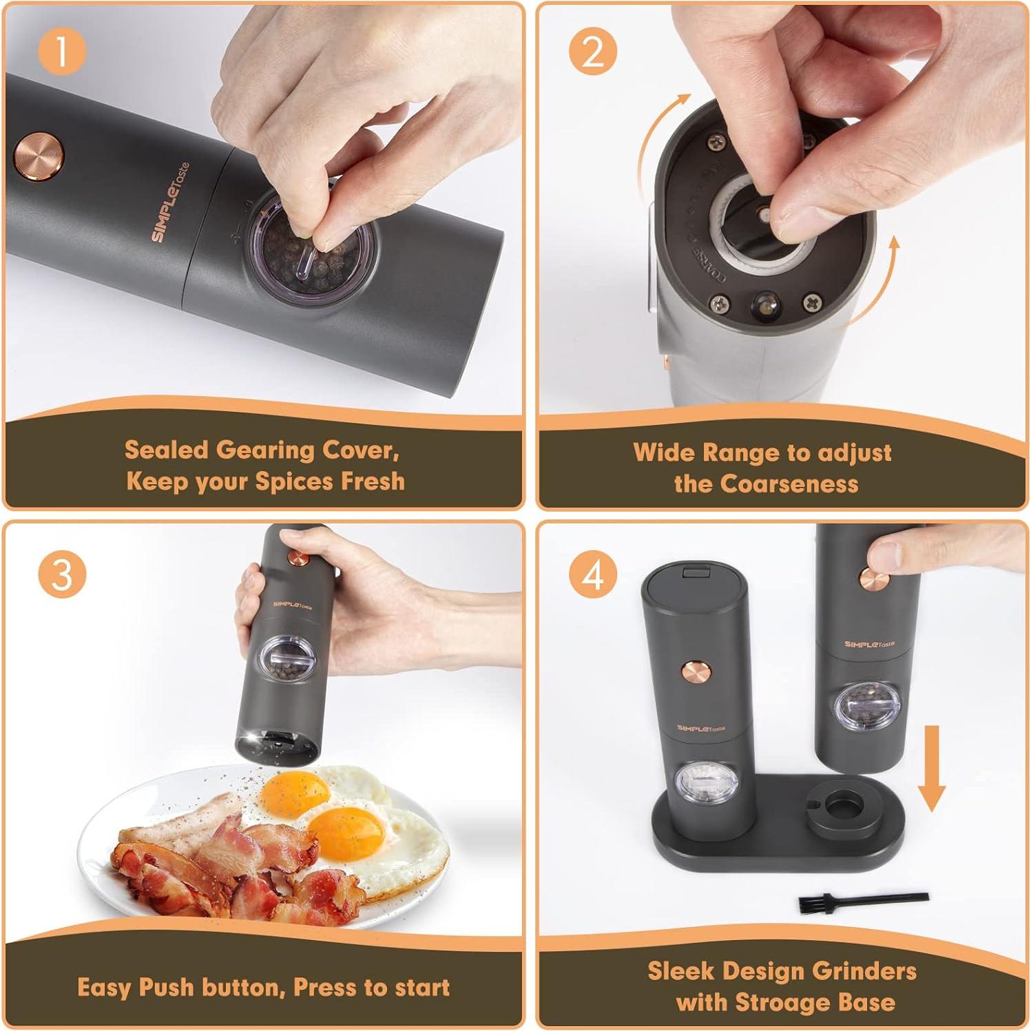Juego de Molinillos Eléctricos de Sal y Pimienta SIMPLETASTE
