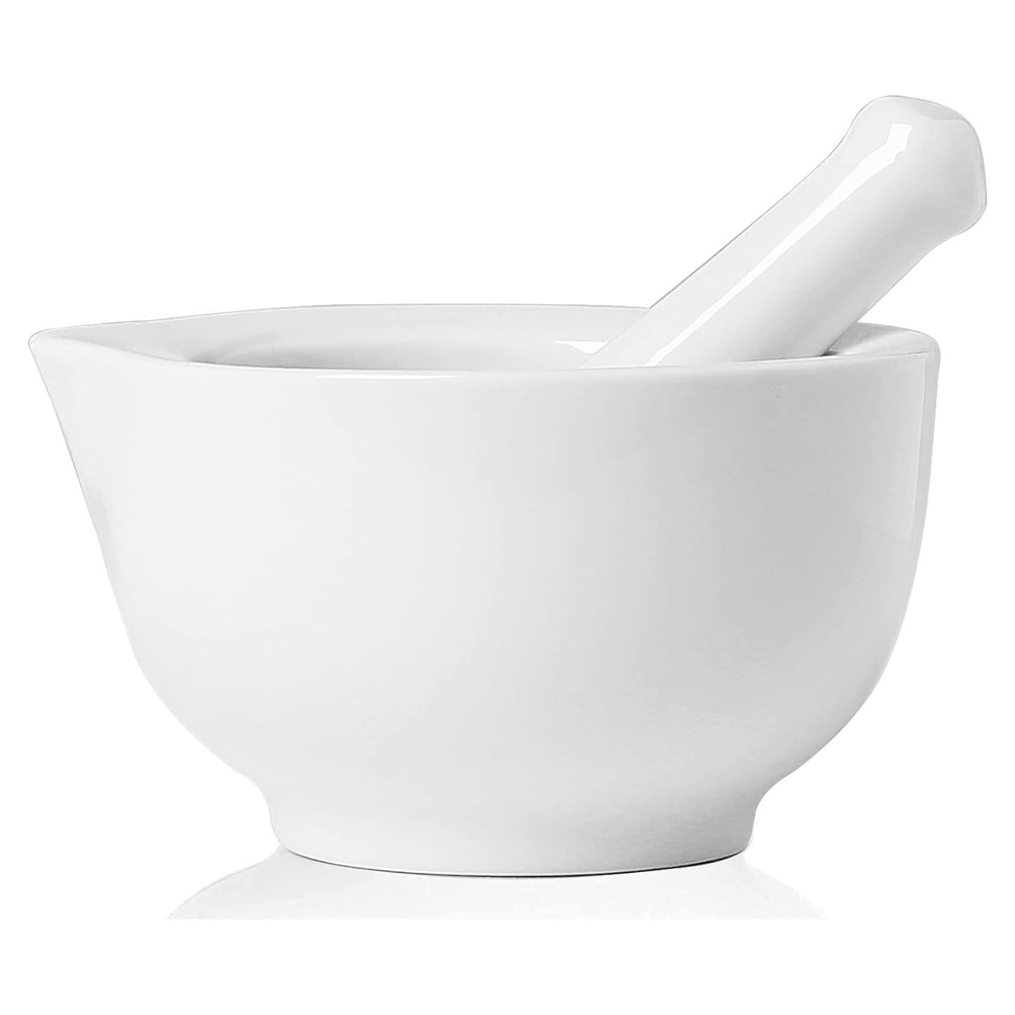 Juego de Mortero y Mano ONTUBE Cerámica 8.13 cm Blanco