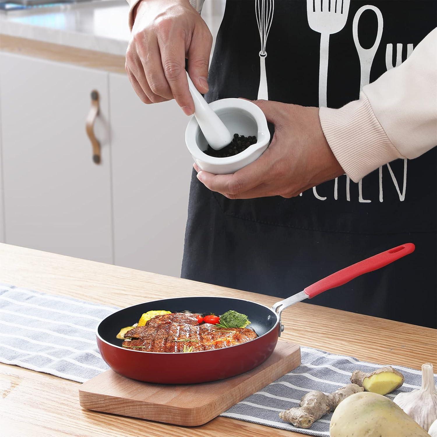 Juego de Mortero y Mano ONTUBE Cerámica 8.13 cm Blanco