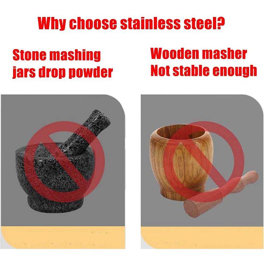 Juego de Mortero y Mano Acero Inoxidable 12.7 cm Partyreal