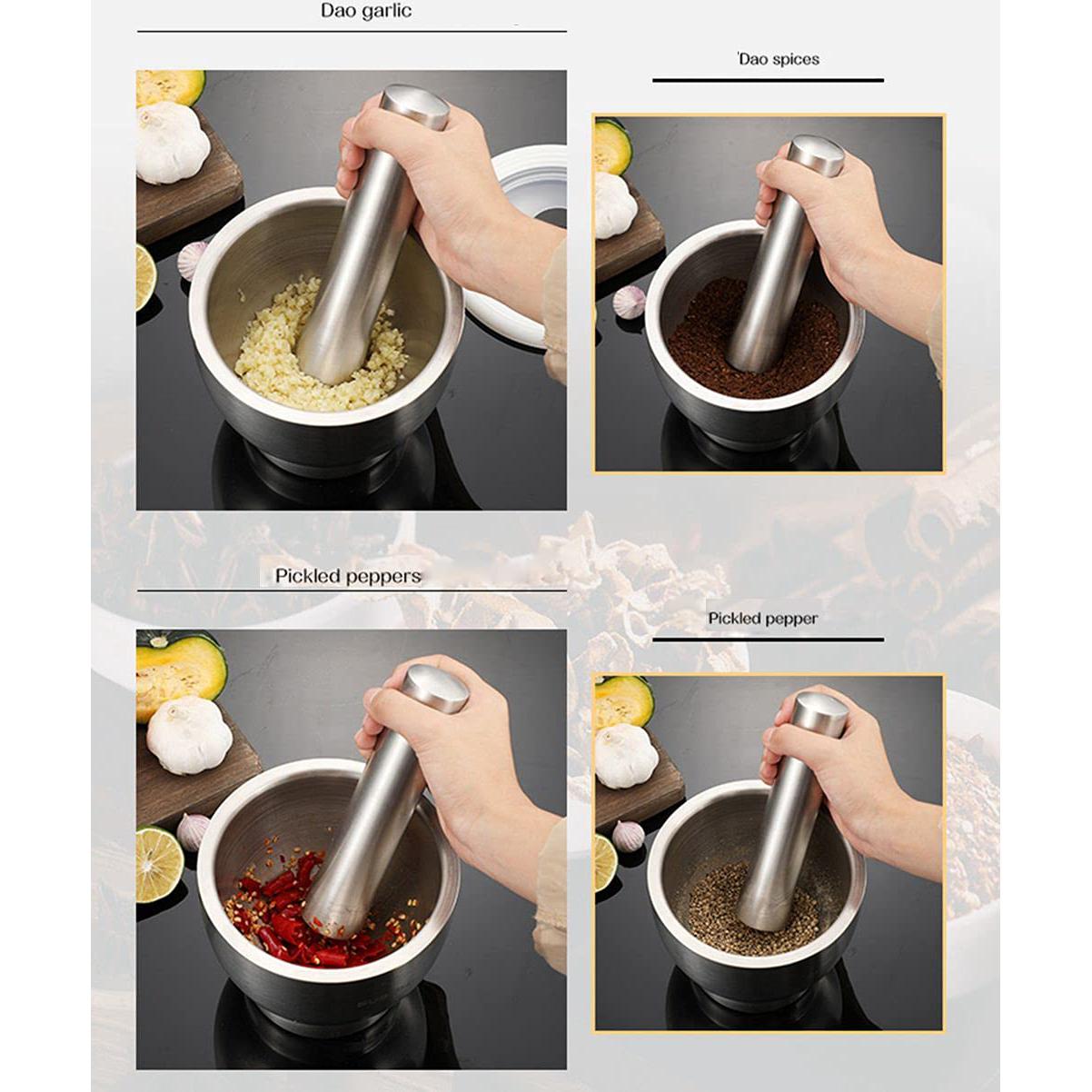 Juego de Mortero y Mano Acero Inoxidable 12.7 cm Partyreal