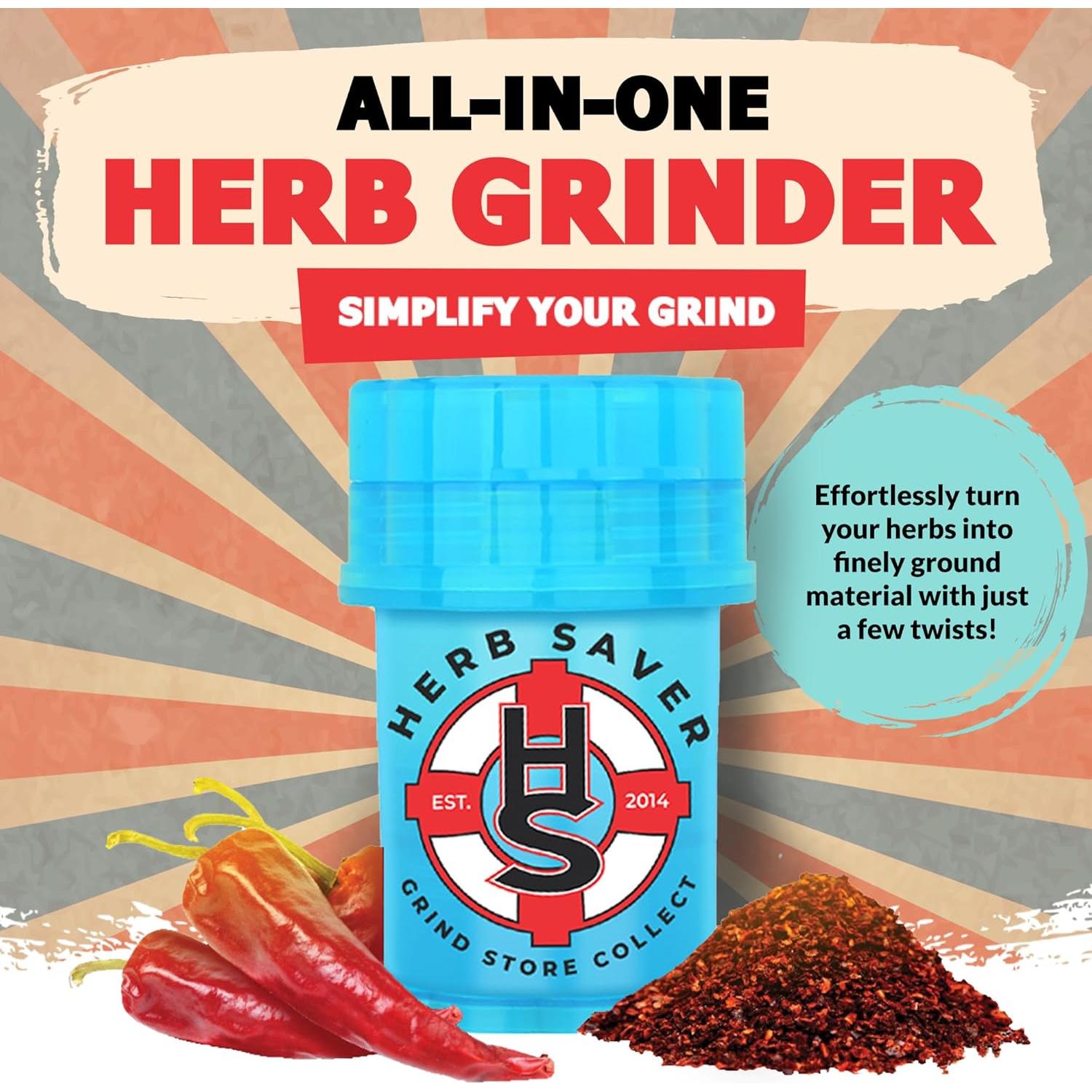 Molino de Hierbas HS Grande - Plástico Médico, Portátil, Azul