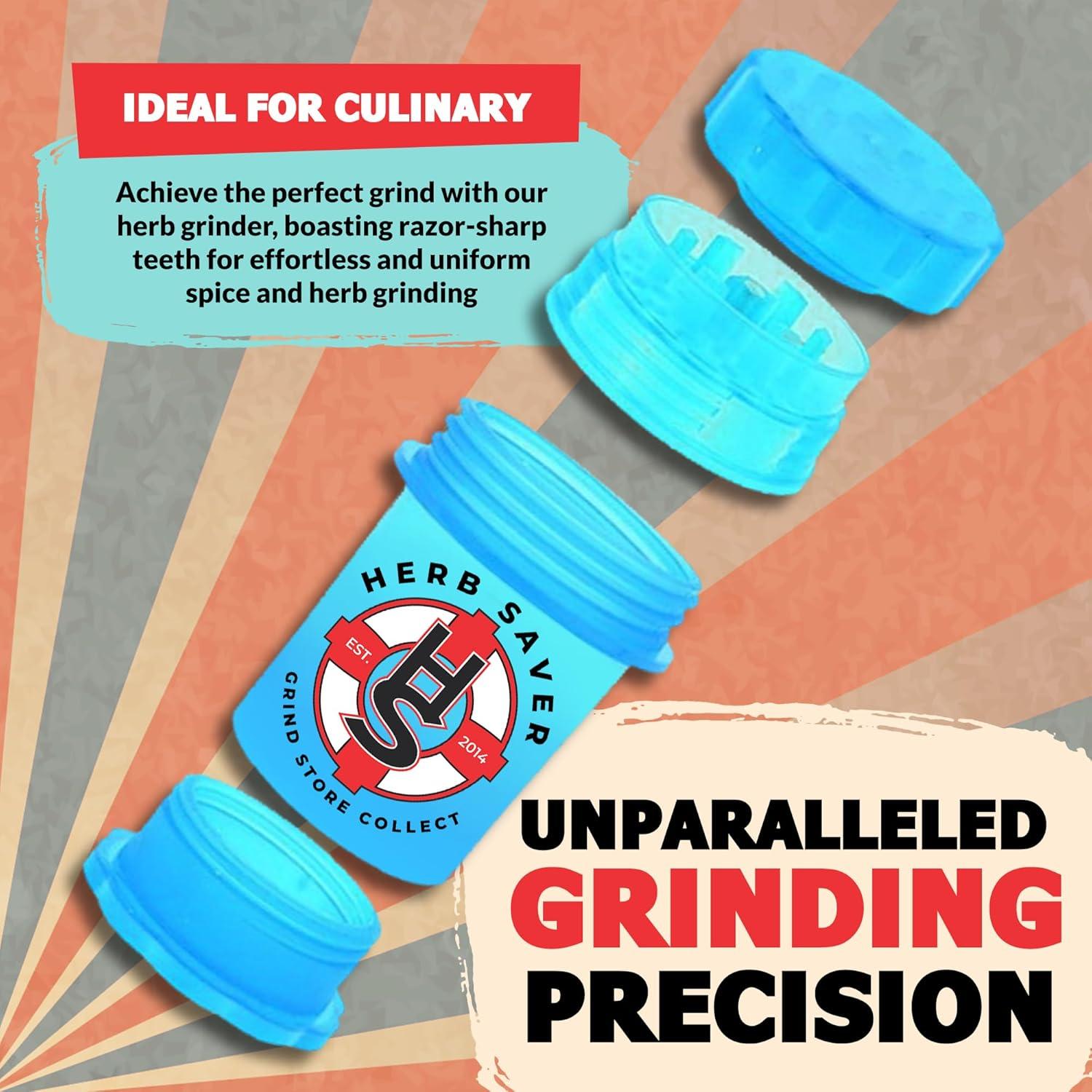 Molino de Hierbas HS Grande - Plástico Médico, Portátil, Azul