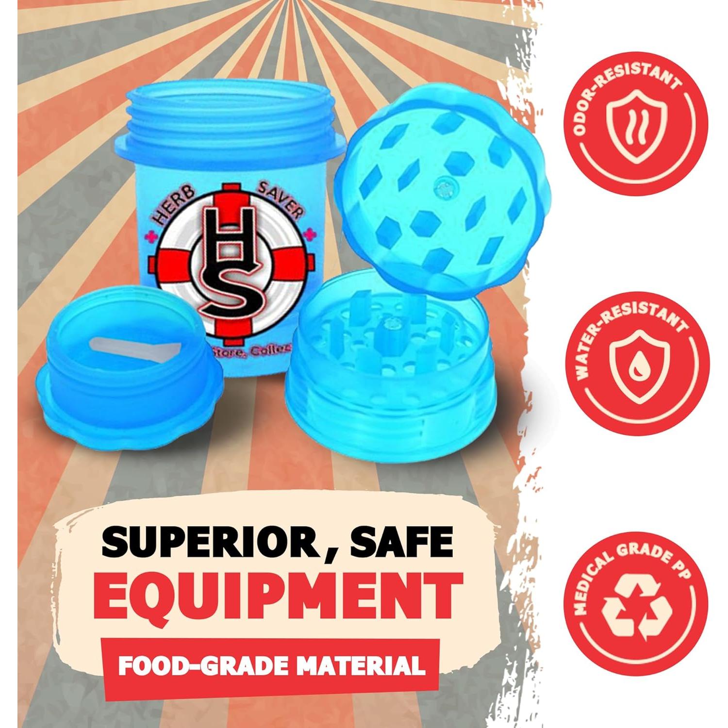 Molino de Hierbas HS Grande - Plástico Médico, Portátil, Azul