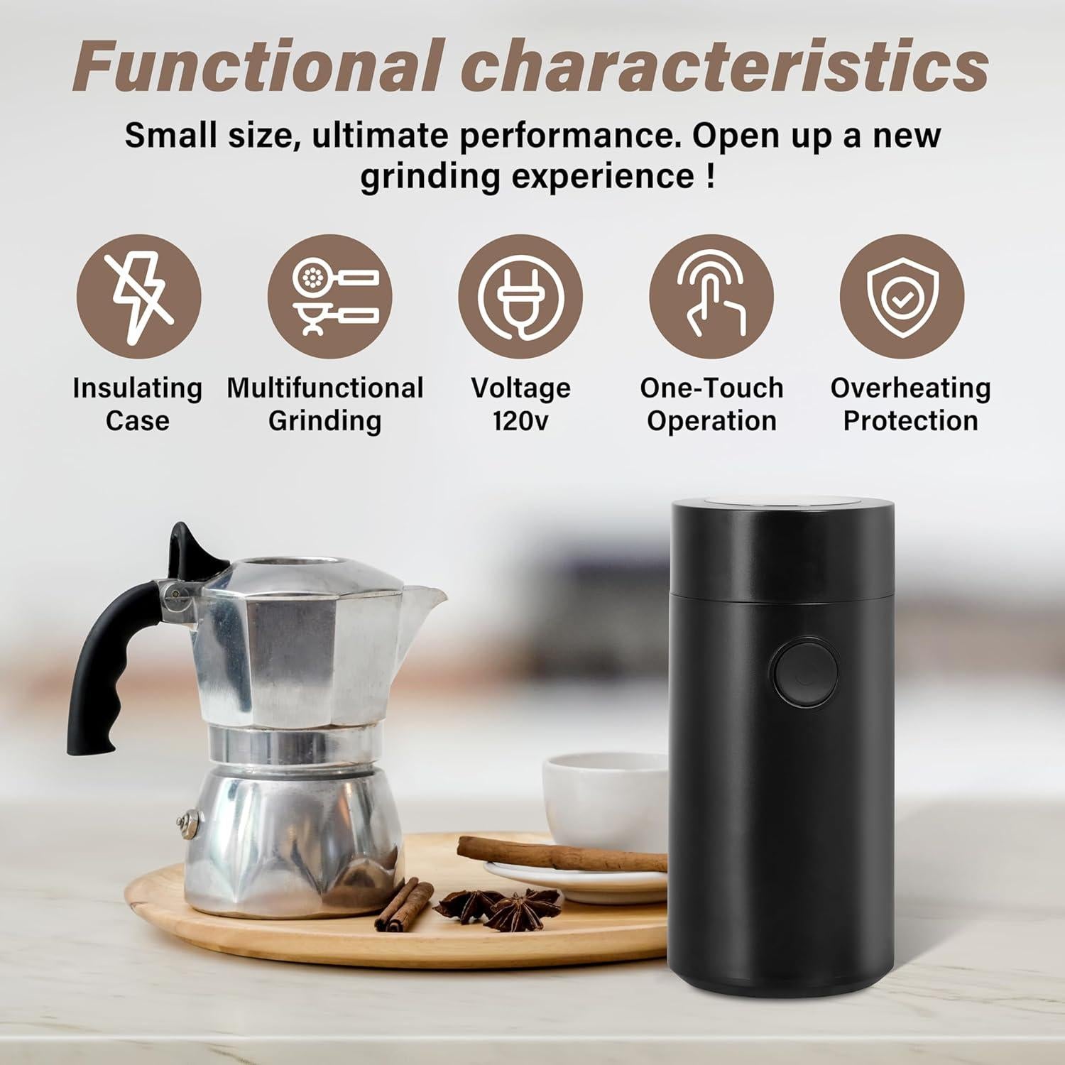 Molinillo de Café Eléctrico Simple Deluxe 50g Acero Inoxidable