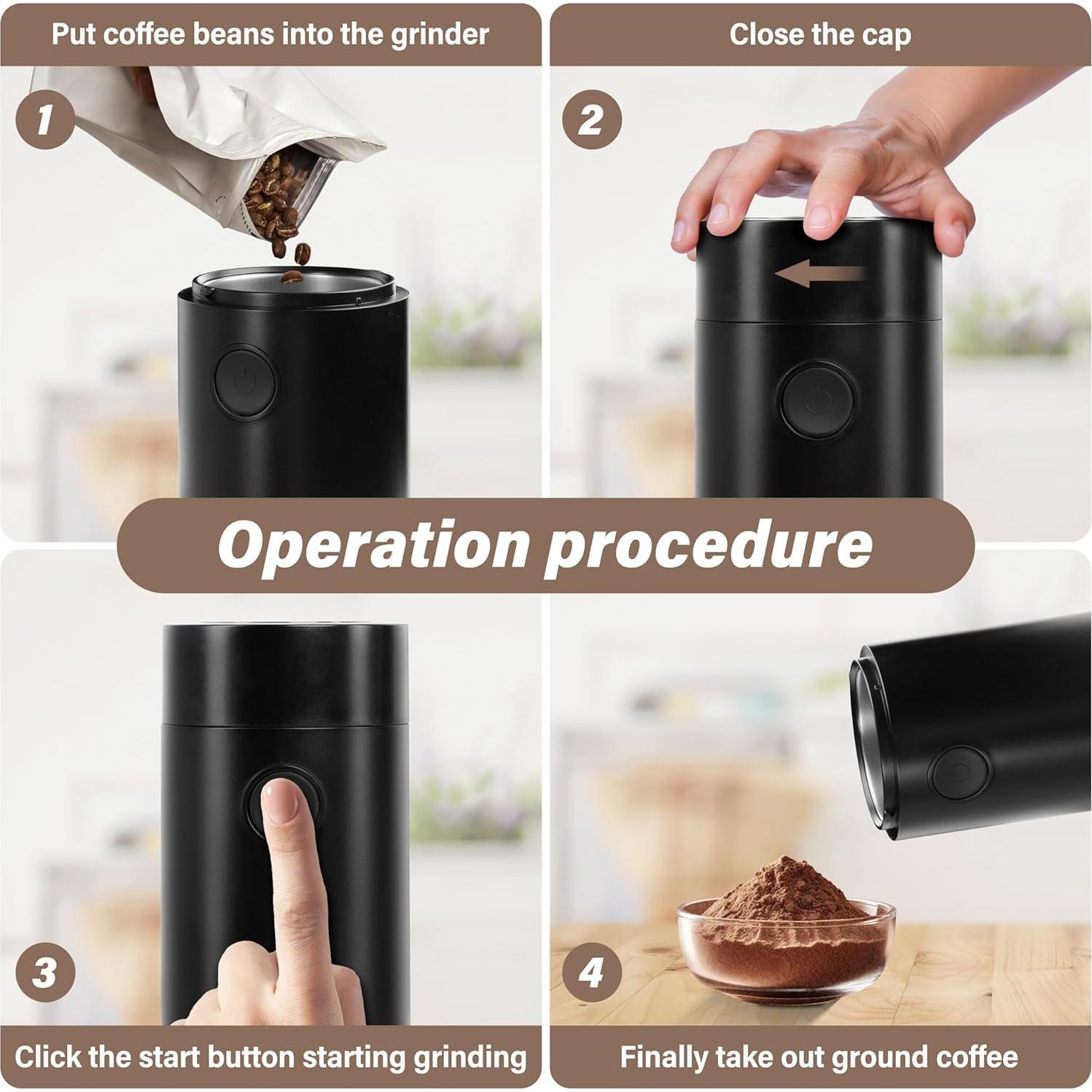 Molinillo de Café Eléctrico Simple Deluxe 50g Acero Inoxidable