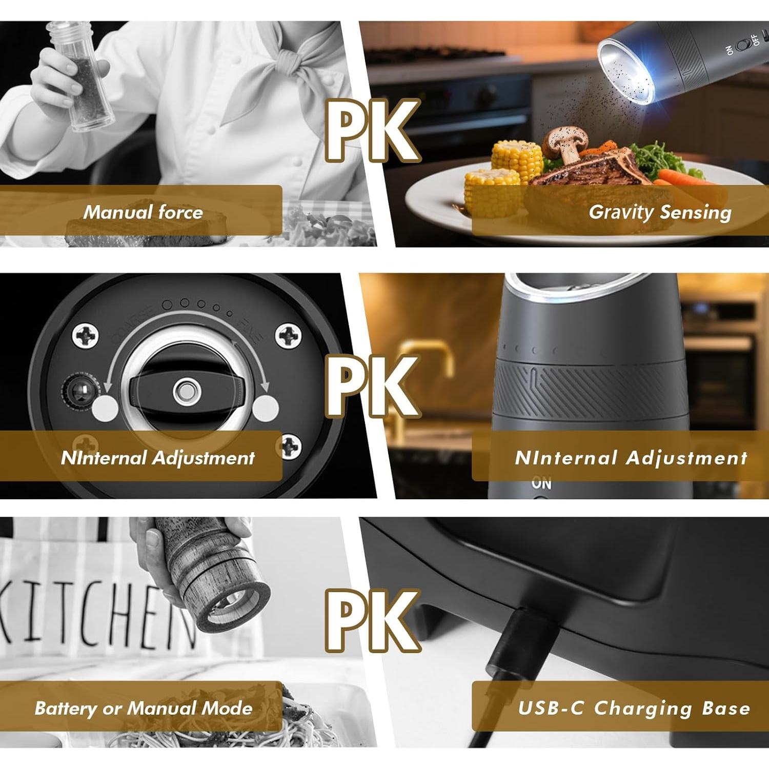 Juego de Molinillos Eléctricos Indelala con Luz LED y 6 Niveles