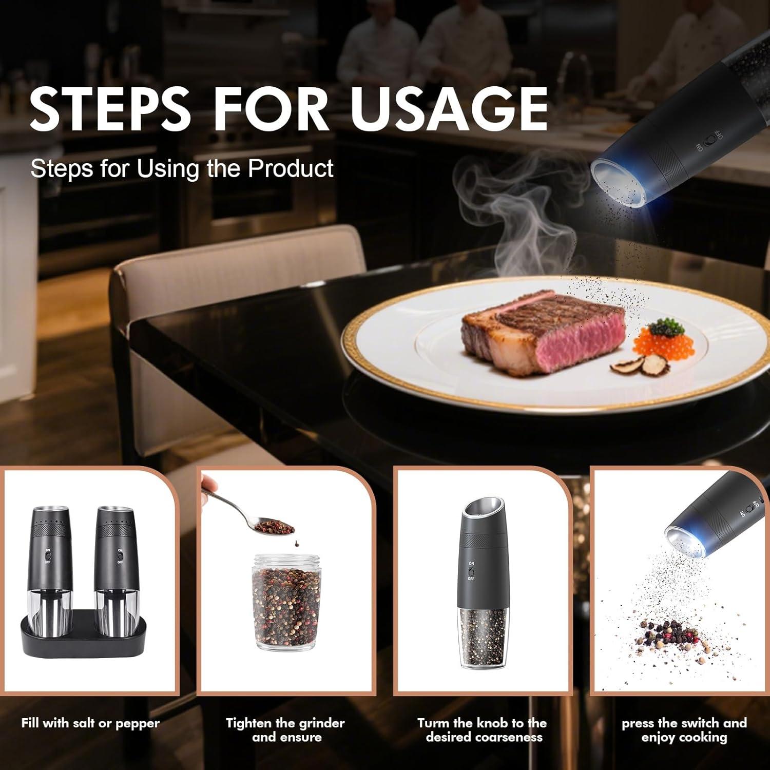 Juego de Molinillos Eléctricos Indelala con Luz LED y 6 Niveles