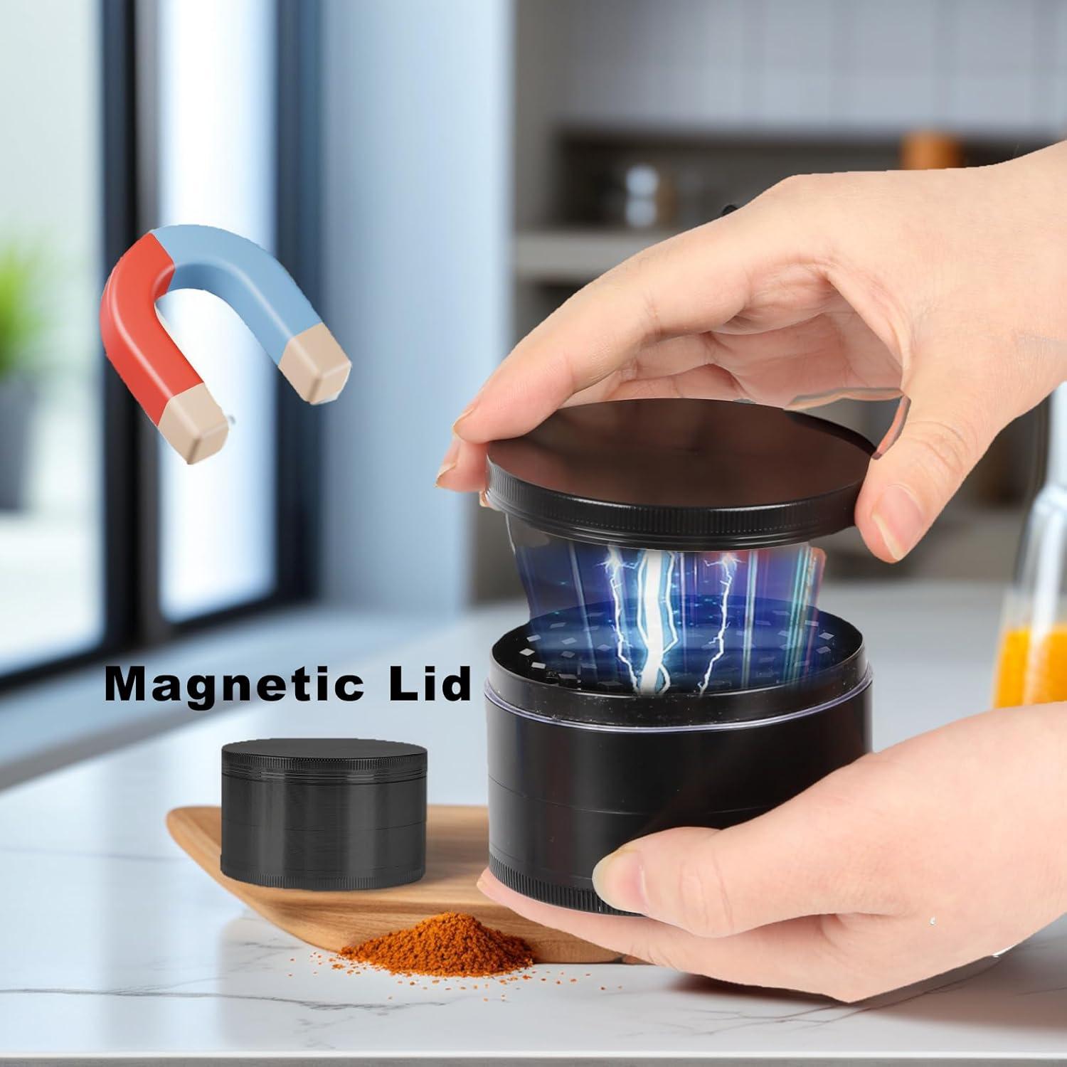 Molino de Especias Negro 8 cm con Tapa Magnética