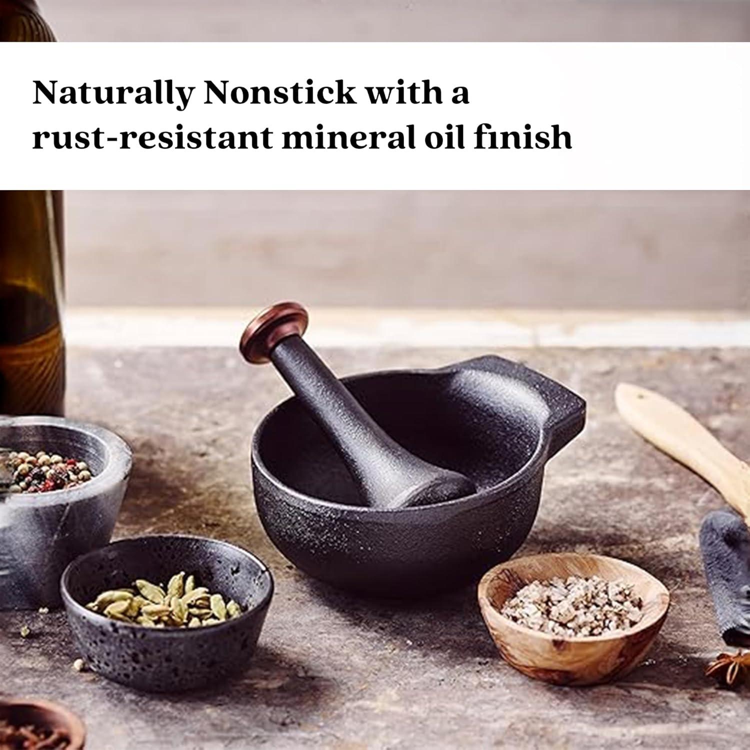 Mortero y Maja de Hierro Fundido Alva Nori 2 Tazas Negro