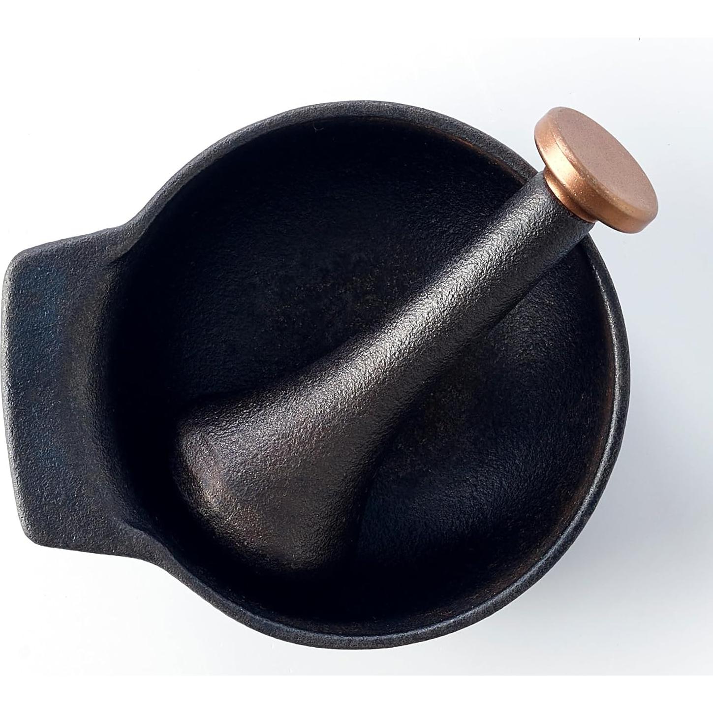 Mortero y Maja de Hierro Fundido Alva Nori 2 Tazas Negro