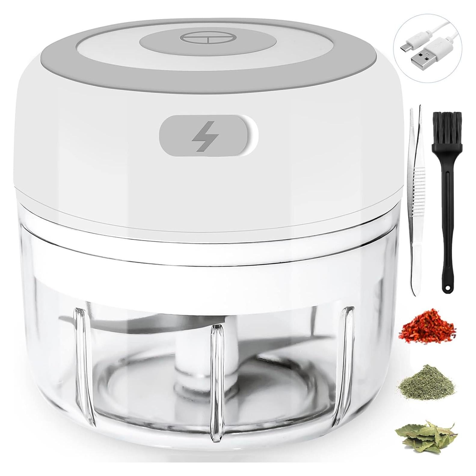 Molino Eléctrico de Hierbas Glicrili 100ml Blanco Portátil