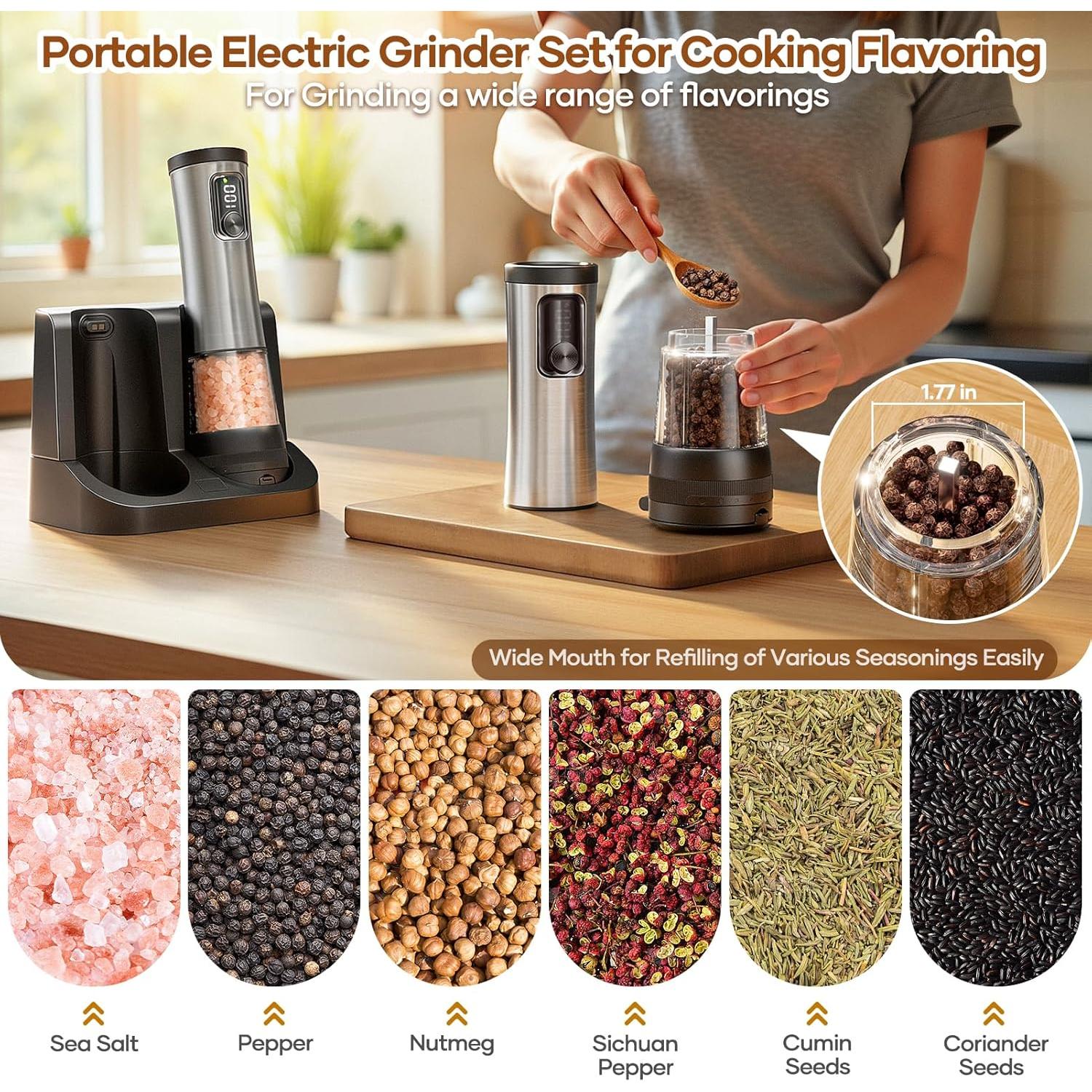 Juego de Molinillos Eléctricos HOMETALL con Grosor Ajustable