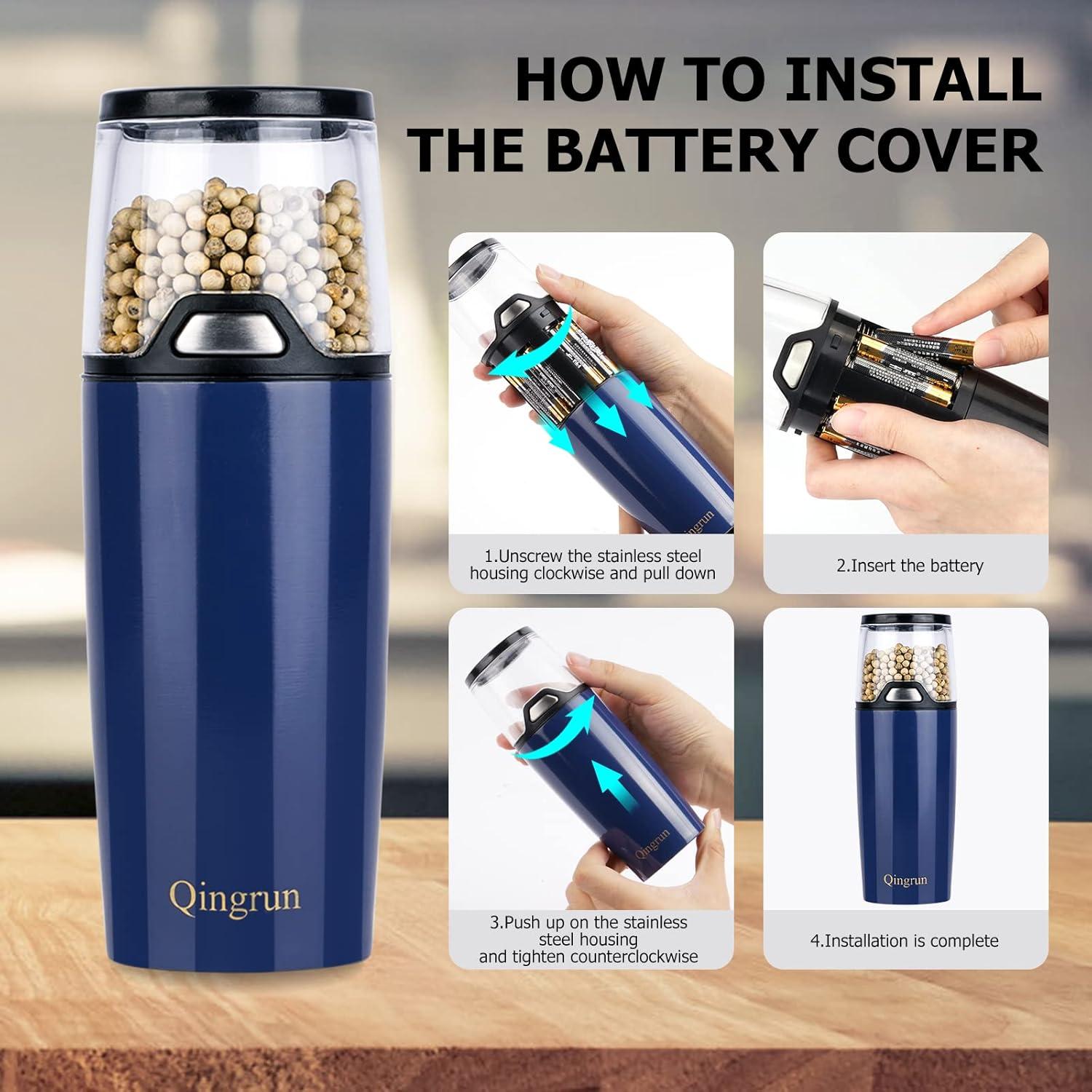 Molino Eléctrico de Sal y Pimienta Qingrun Azul 68.5g