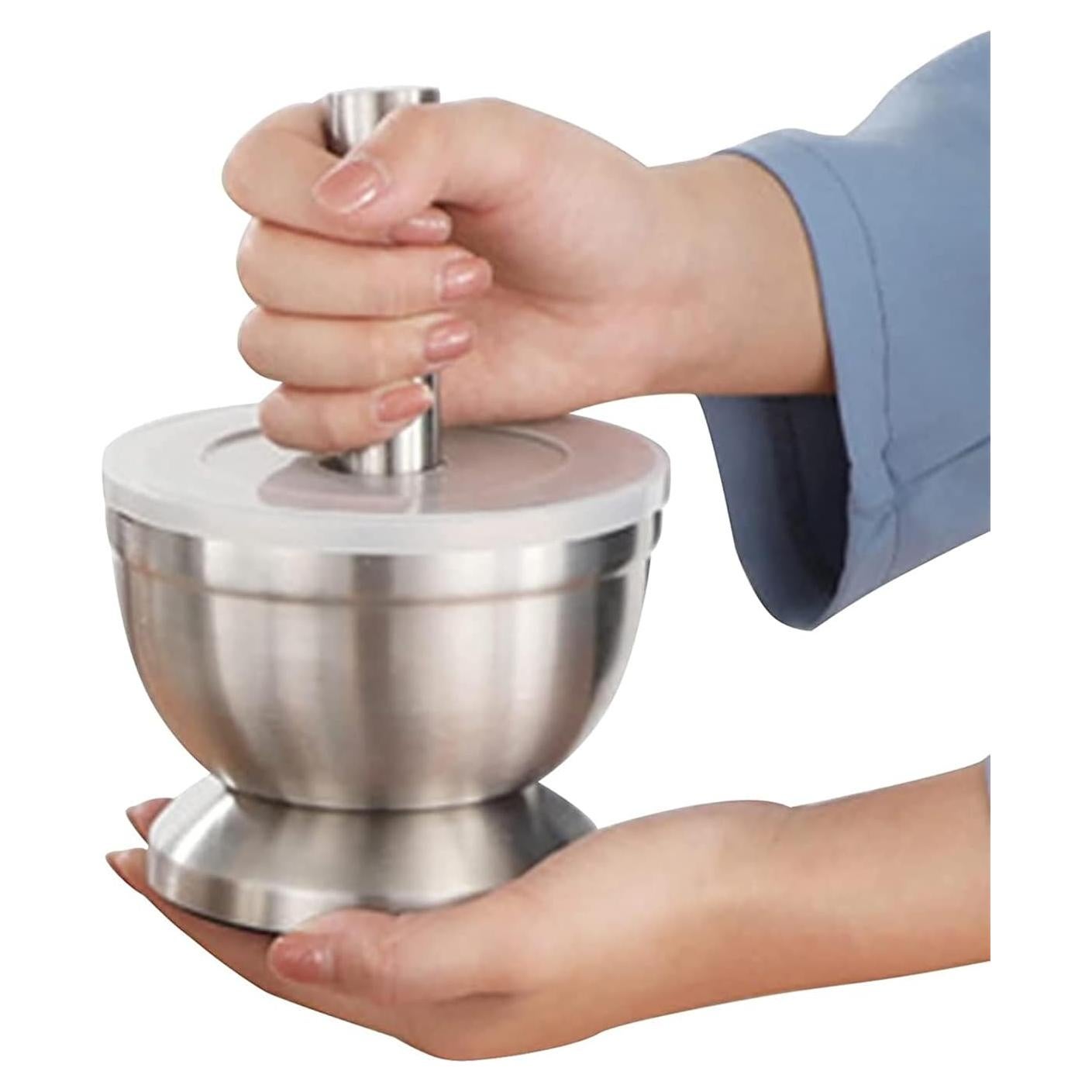 Mortero y Maja de Acero Inoxidable Pequeño - Triturador de Especias y Pastillas