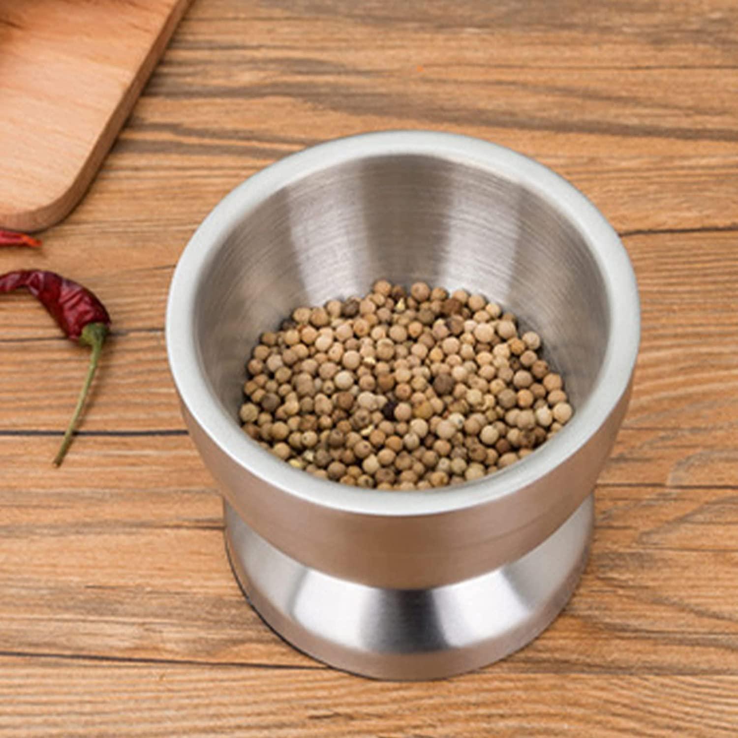 Mortero y Maja de Acero Inoxidable Pequeño - Triturador de Especias y Pastillas