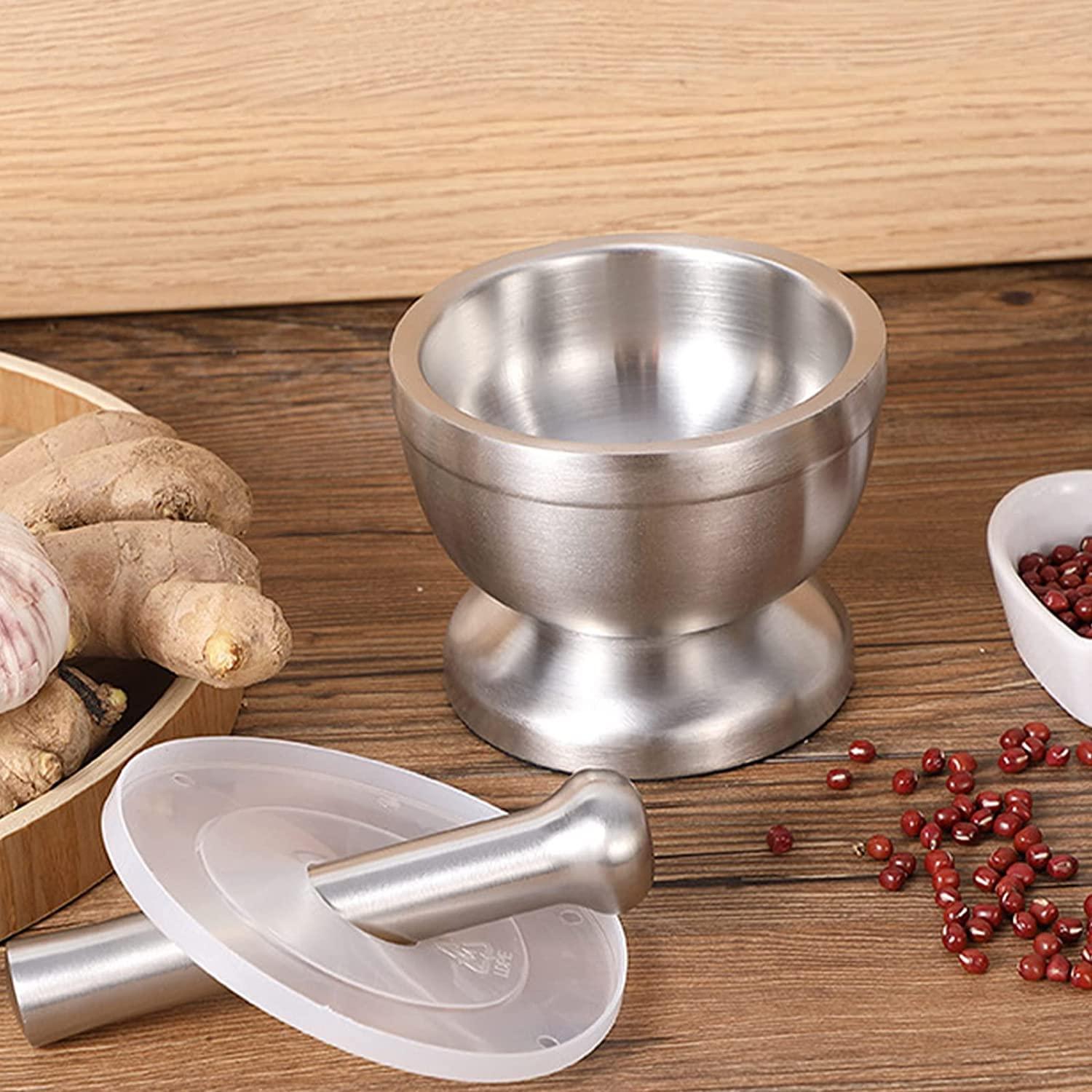 Mortero y Maja de Acero Inoxidable Pequeño - Triturador de Especias y Pastillas