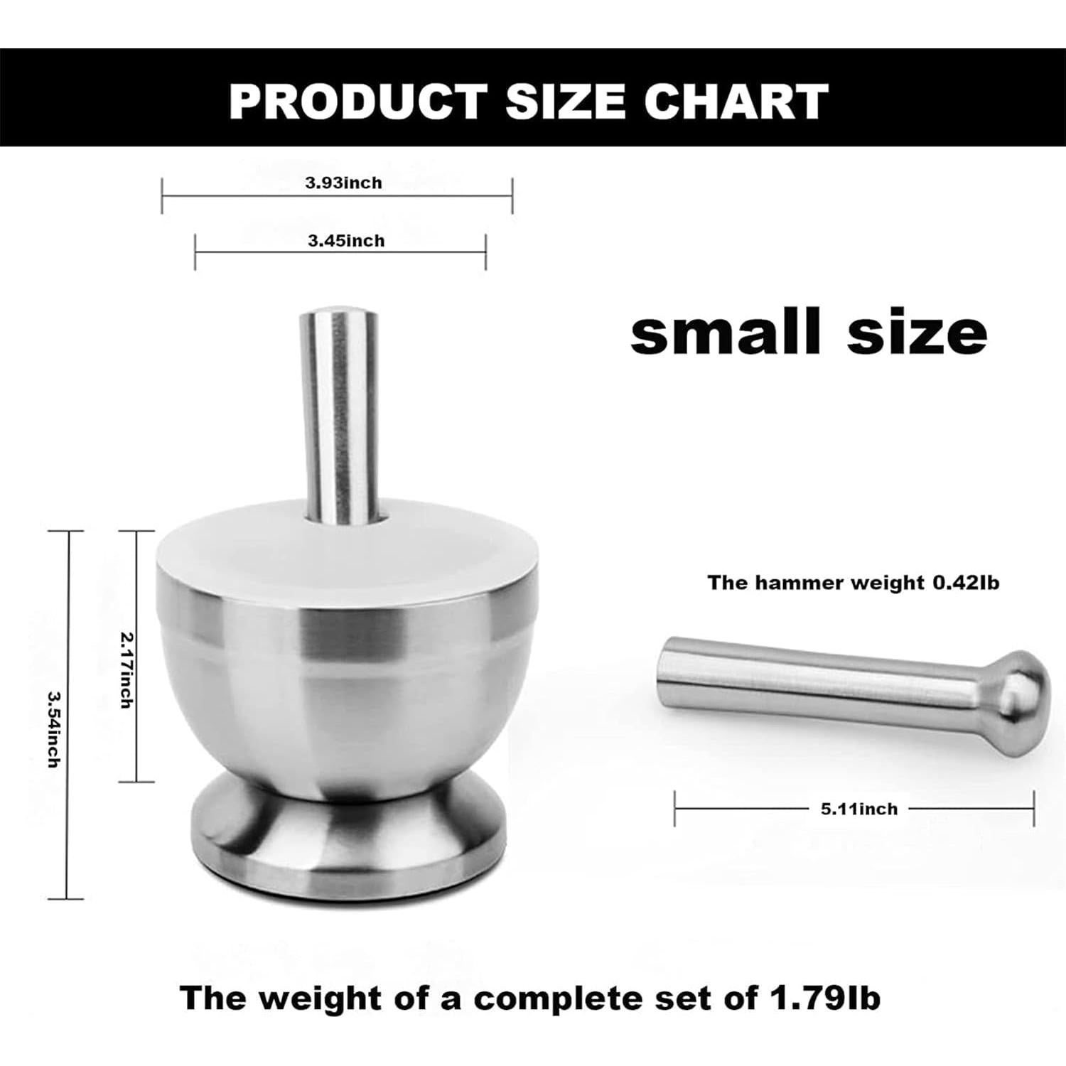 Mortero y Maja de Acero Inoxidable Pequeño - Triturador de Especias y Pastillas
