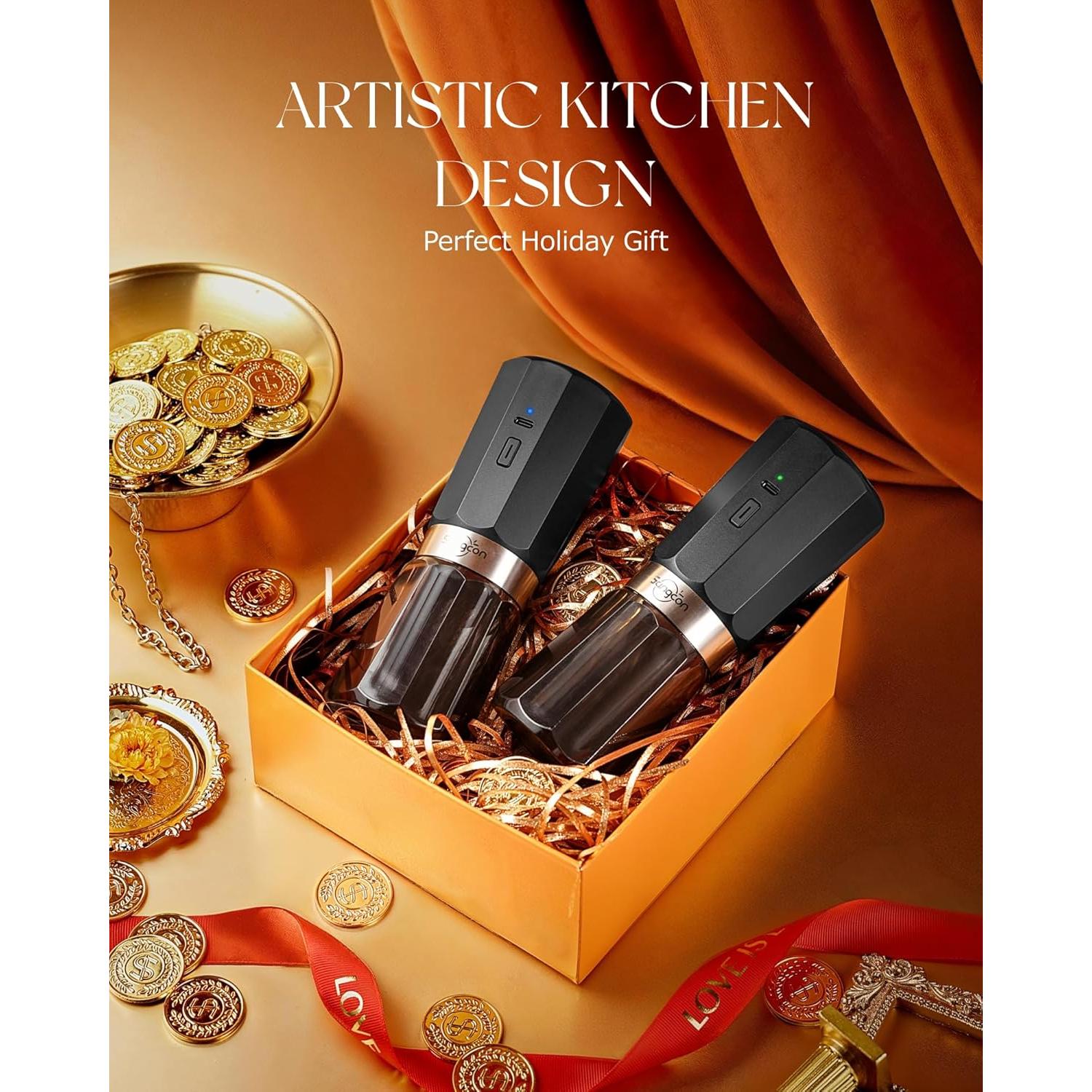 Juego de Molinillos Eléctricos de Sal y Pimienta Sangcon SK1001-2B