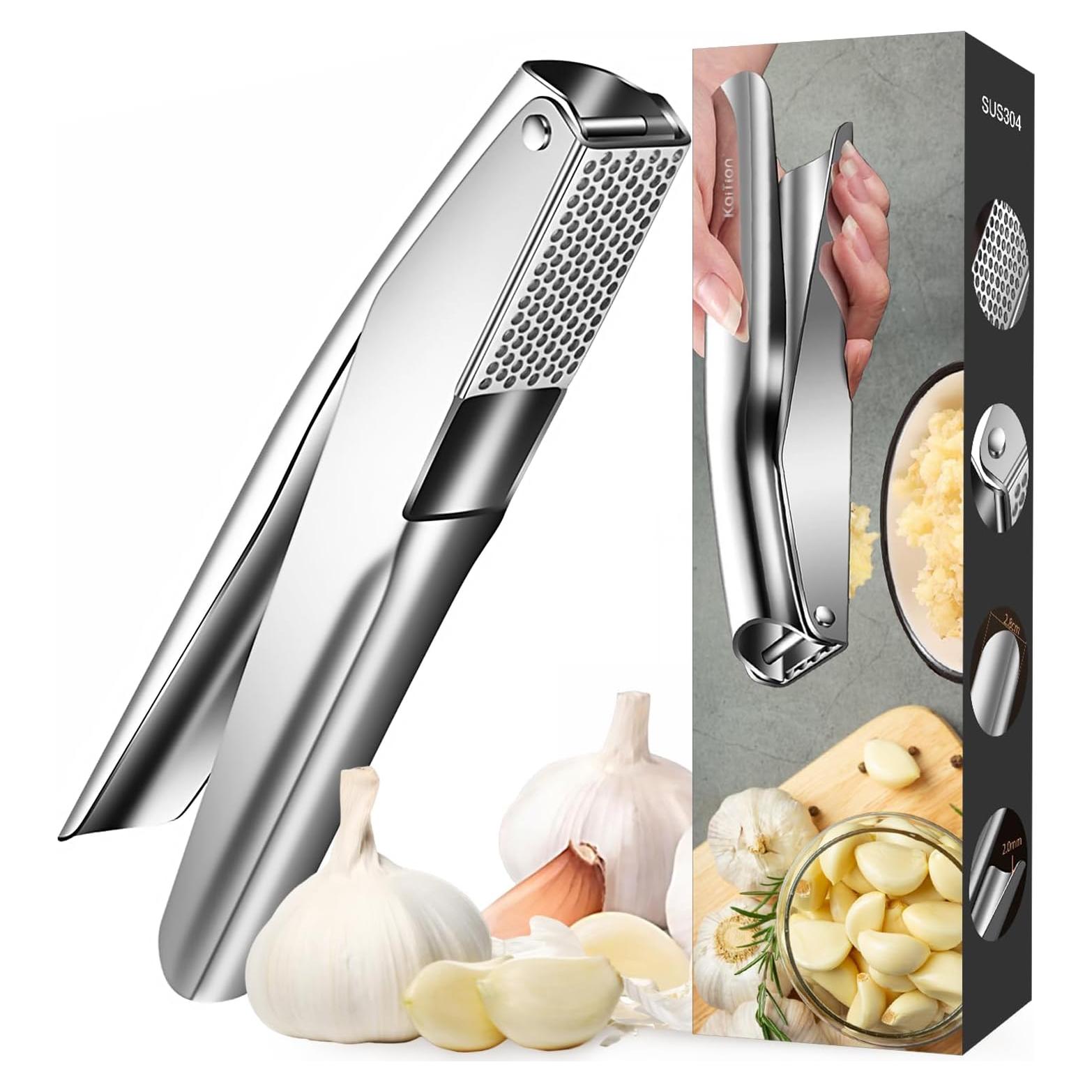 Prensa de Ajo KAITION de Acero Inoxidable, Apta para Lavavajillas