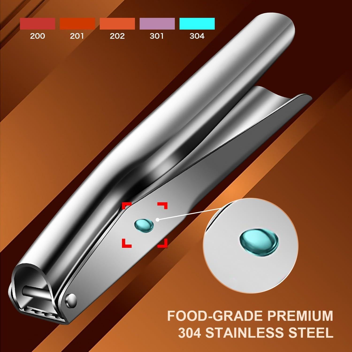 Prensa de Ajo KAITION de Acero Inoxidable, Apta para Lavavajillas