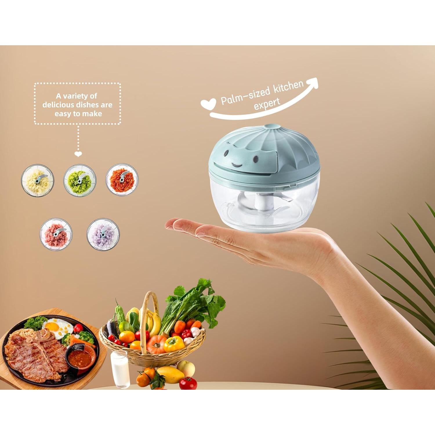 Picador de Verduras Manual XGVIEGZ 160ml Azul Sin BPA