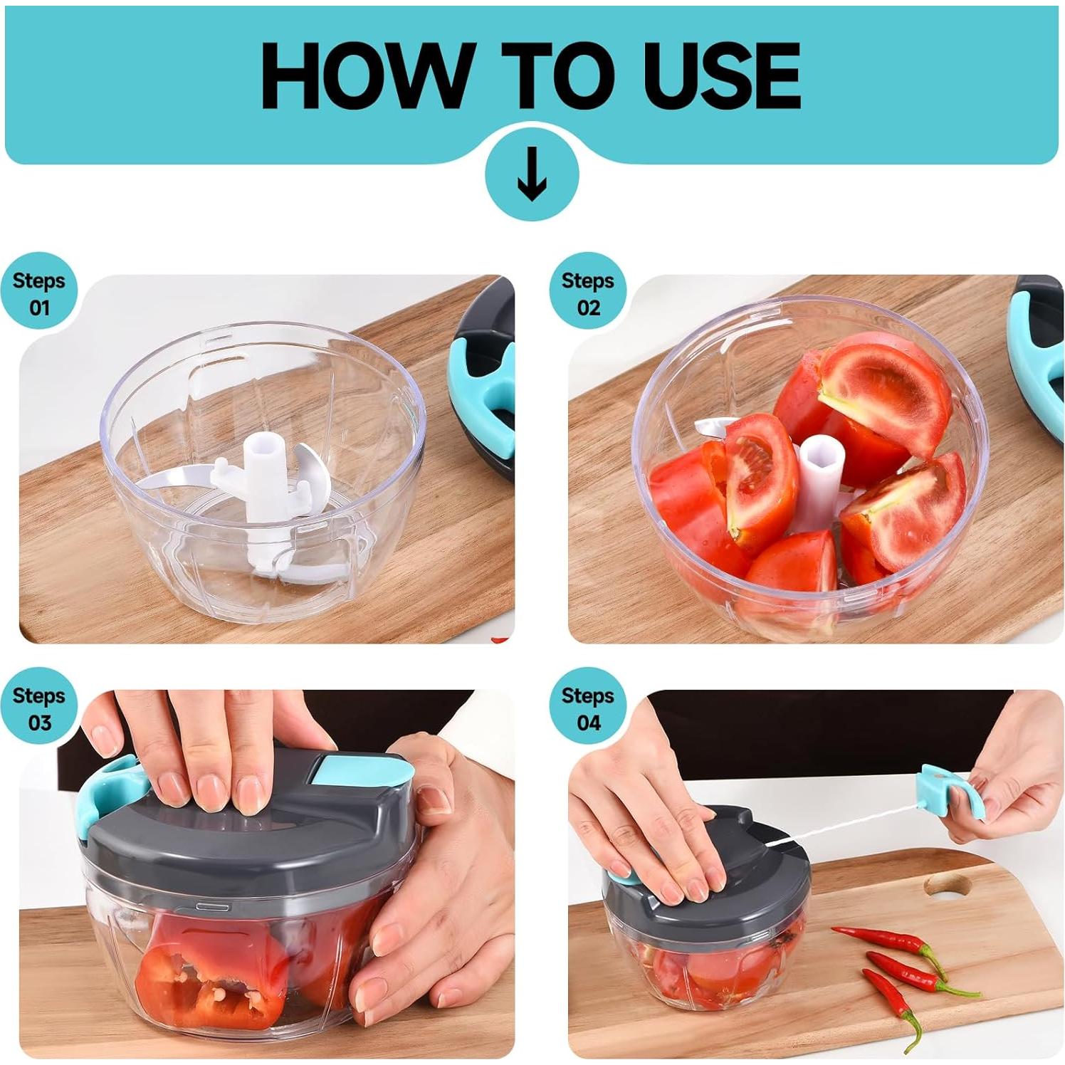 Picador de Verduras Manual Ziweaye 500ml Apto Lavavajillas