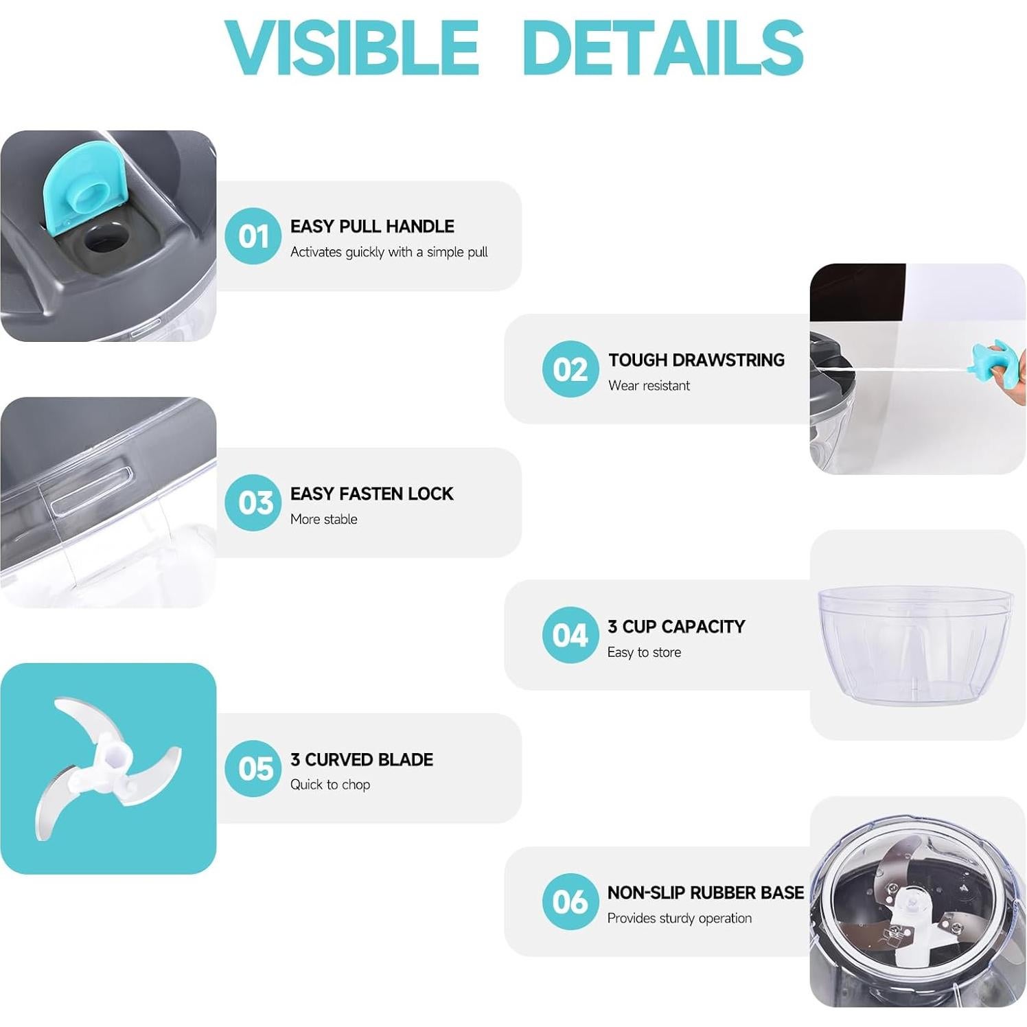 Picador de Verduras Manual Ziweaye 500ml Apto Lavavajillas