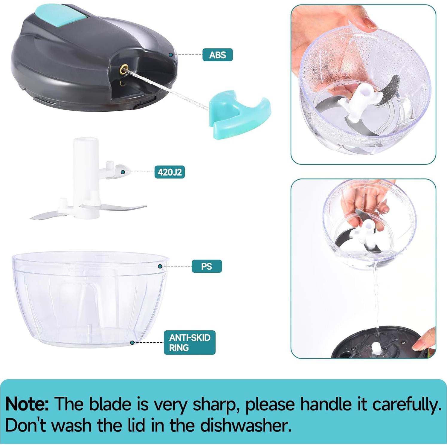 Picador de Verduras Manual Ziweaye 500ml Apto Lavavajillas