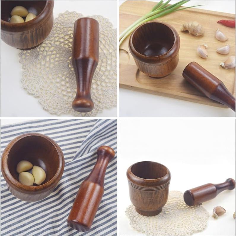 Machacador de Ajo y Mortero PRETYZOOM 9.5 cm Manual Multifuncional