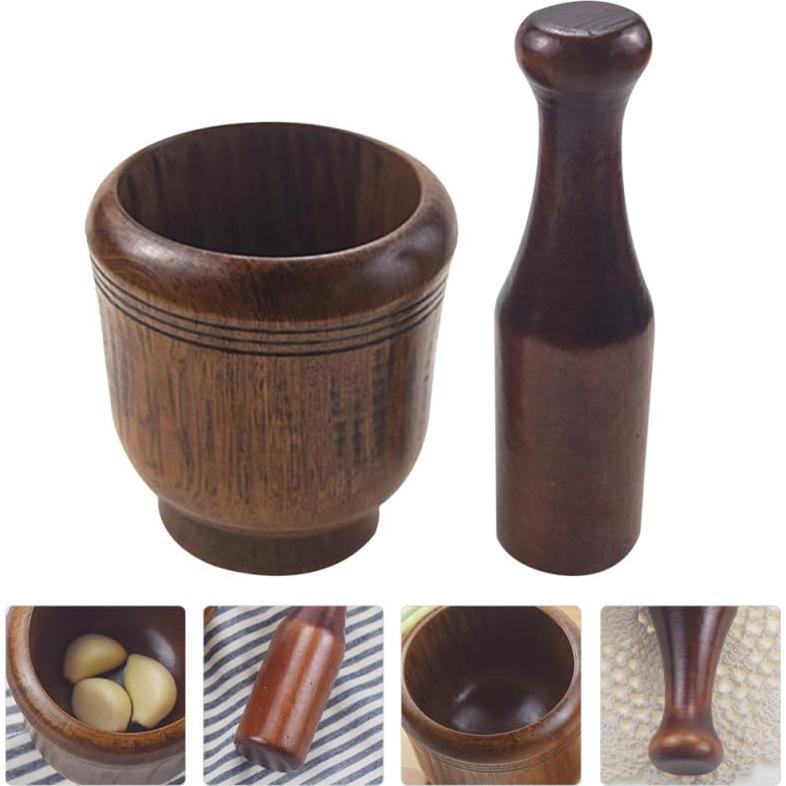 Machacador de Ajo y Mortero PRETYZOOM 9.5 cm Manual Multifuncional