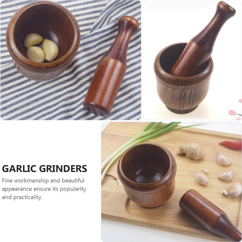 Machacador de Ajo y Mortero PRETYZOOM 9.5 cm Manual Multifuncional