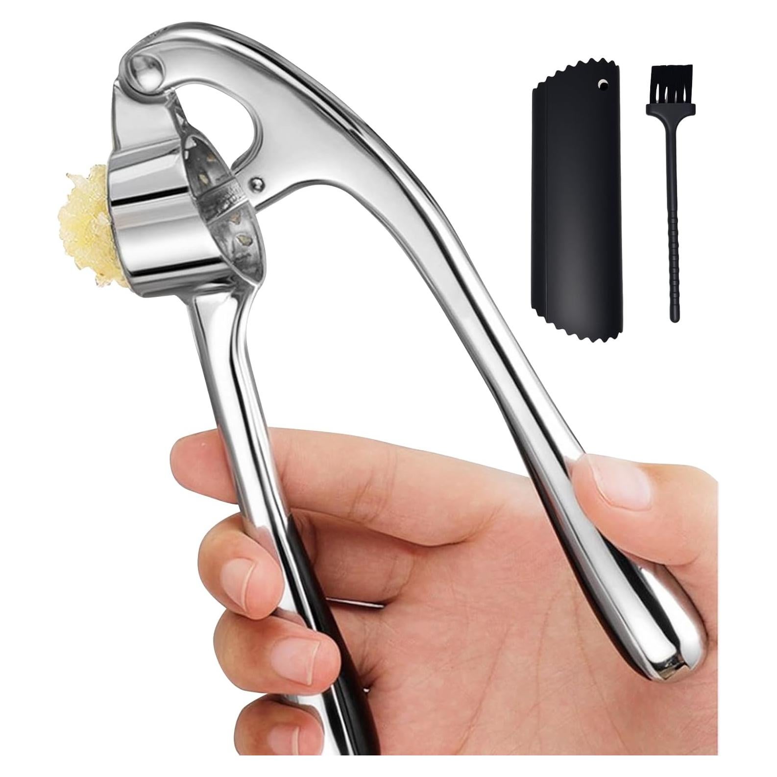 Prensa de Ajo Ugotit de Acero Inoxidable con Pelador y Cepillo