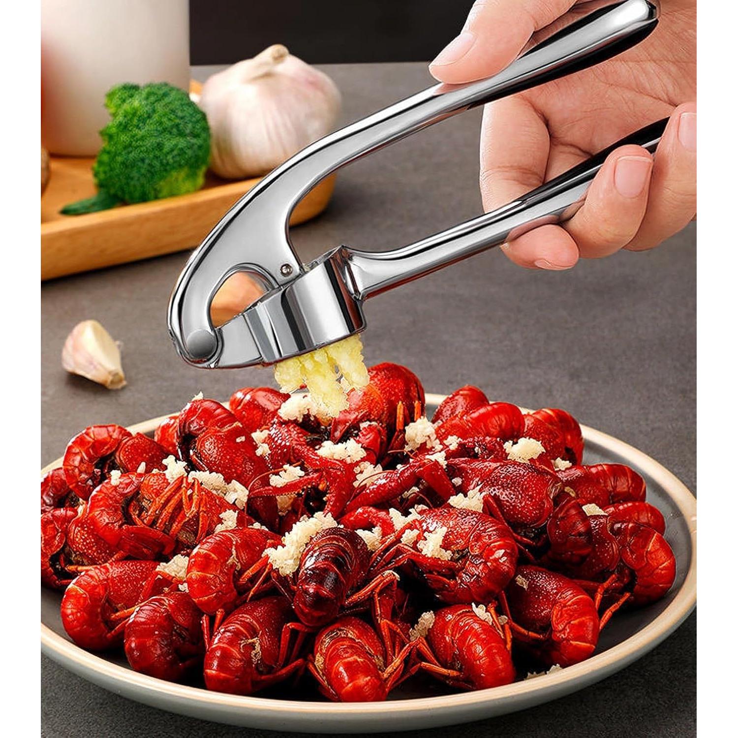 Prensa de Ajo Ugotit de Acero Inoxidable con Pelador y Cepillo