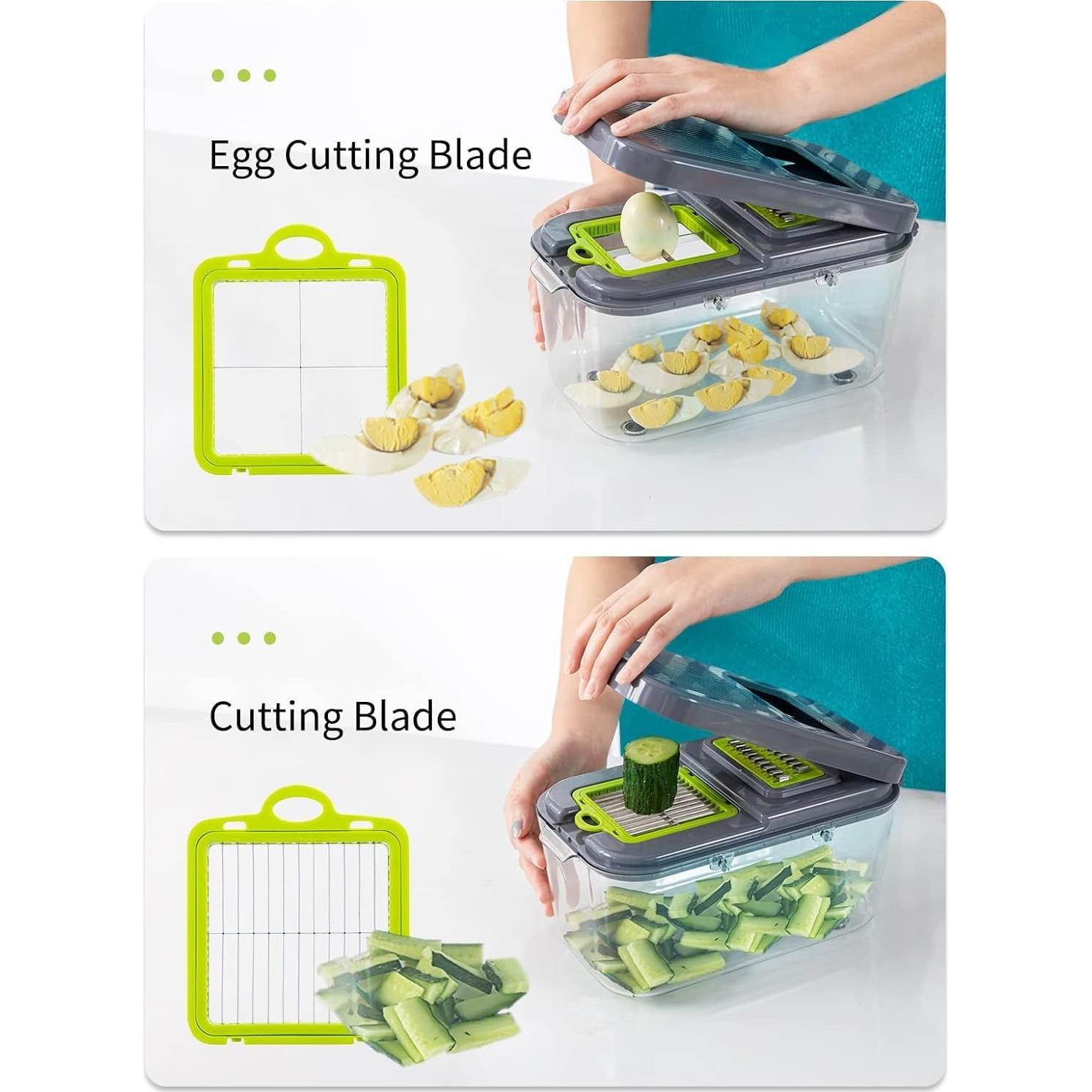 Picador de Verduras Multifuncional Garlerio 22-en-1 con 13 Cuchillas