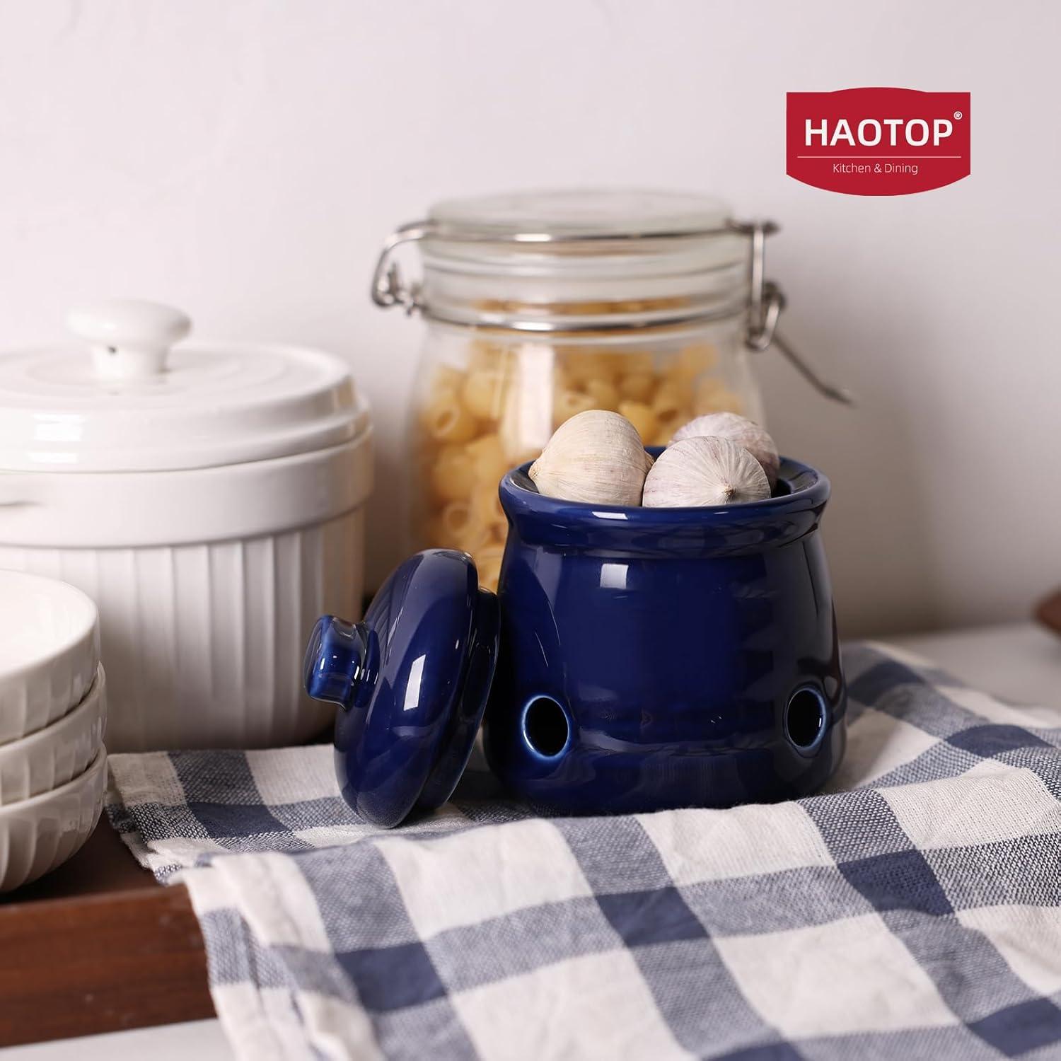 Conservador de Ajo Mini HAOTOP de Cerámica 340g con Tapa