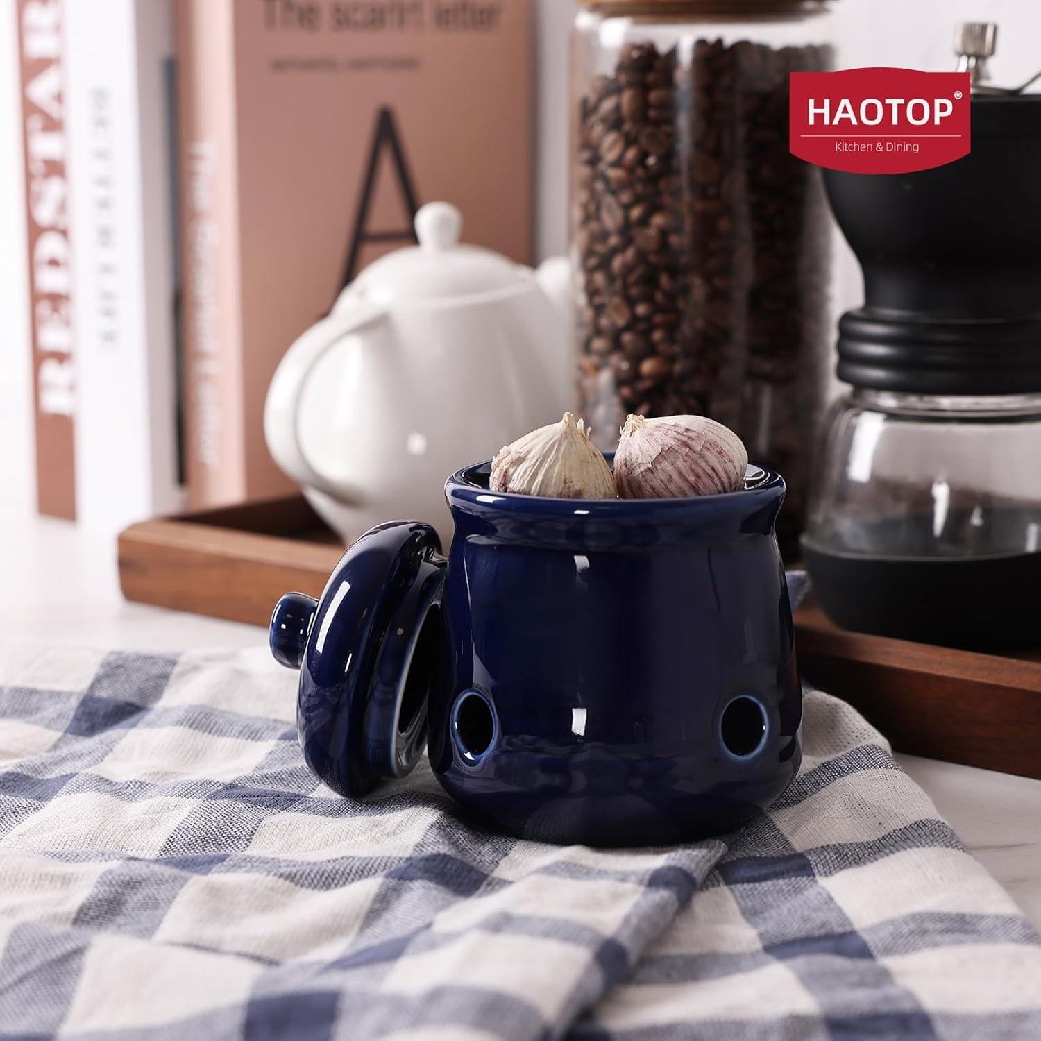 Conservador de Ajo Mini HAOTOP de Cerámica 340g con Tapa
